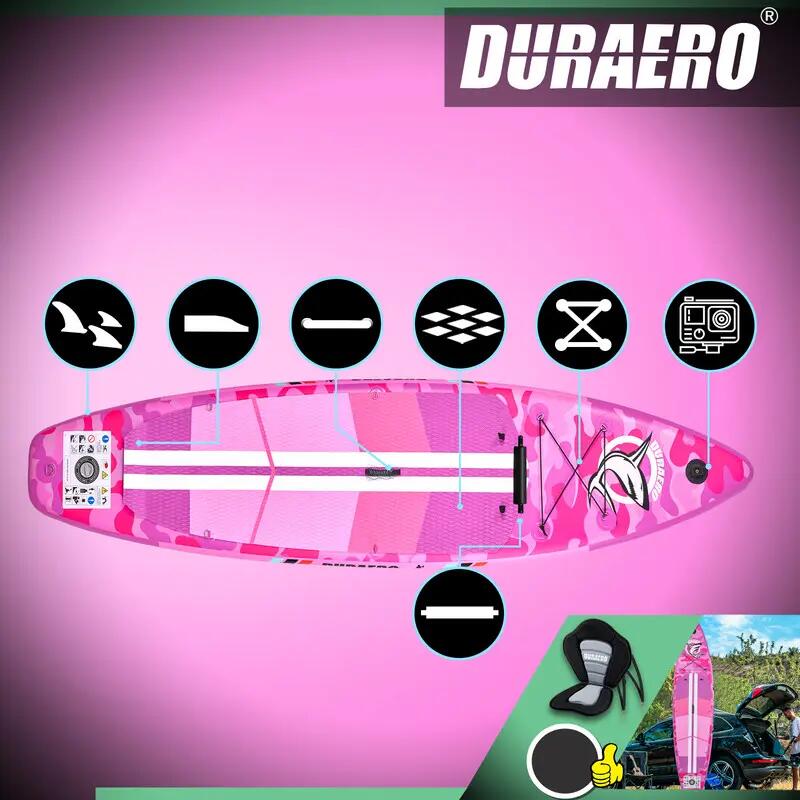 DURAERO 2-in-1-SUP/Kajak, 330×76×15 cm, 150 kg, Farbe Pink 2/7