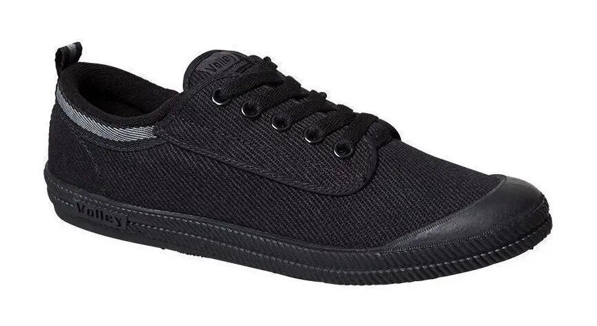 Dunlop Volleys International Mens Casual Lace Up Shoes Canvas - Black/Dark Grey