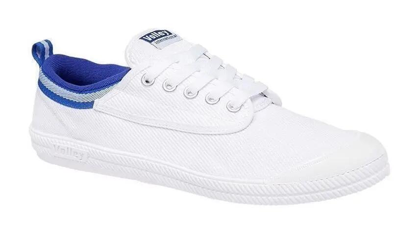 Dunlop Volleys International Mens Casual Lace Up Shoes Canvas - White/Blue