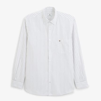 Chemise manches longues coton rayures tennis blanche