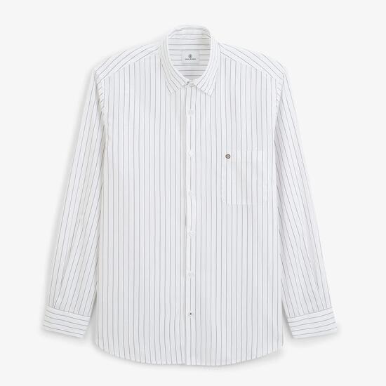 Chemise manches longues coton rayures tennis blanche