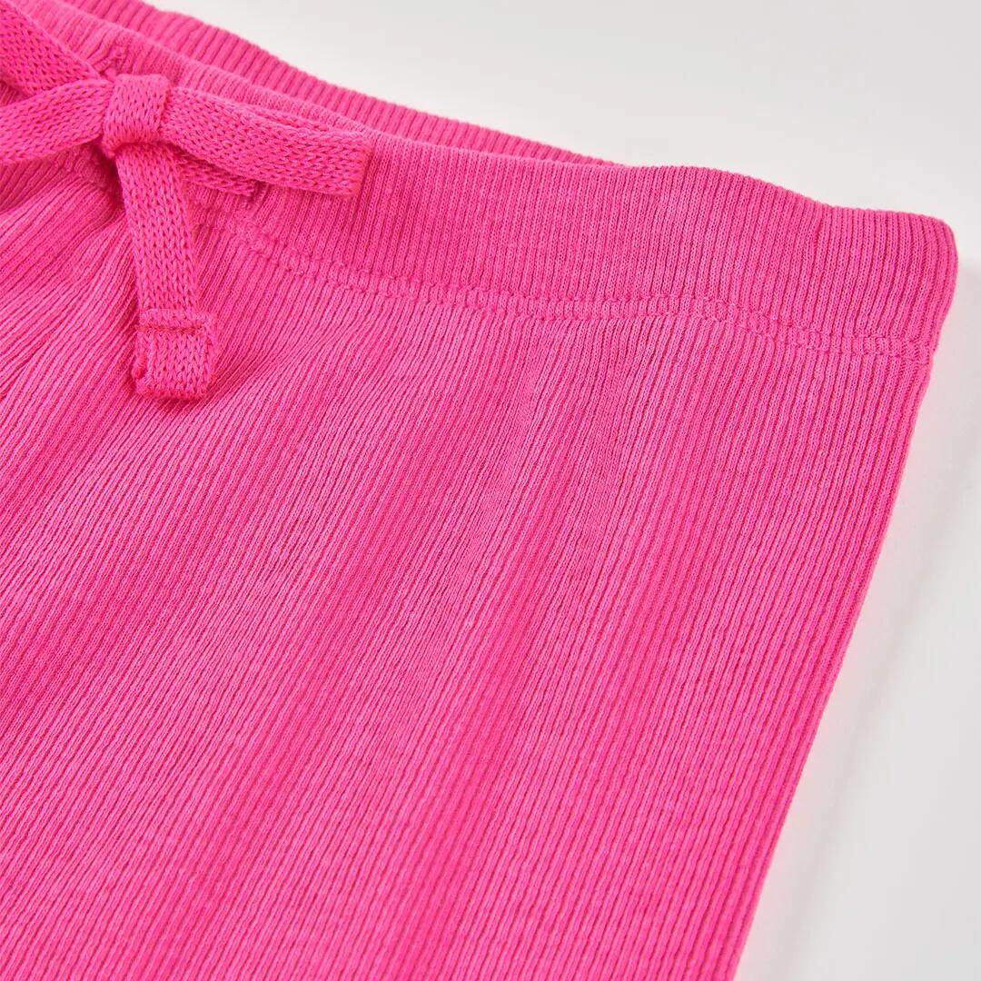 Short de canalé para niña con cordón ajustable rosa 3/4