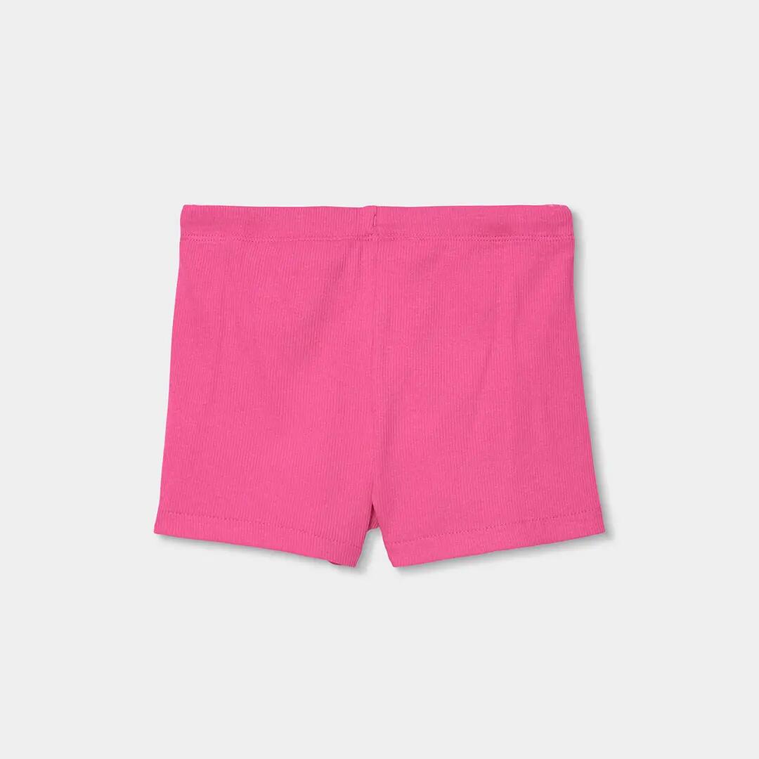 Short de canalé para niña con cordón ajustable rosa 2/4