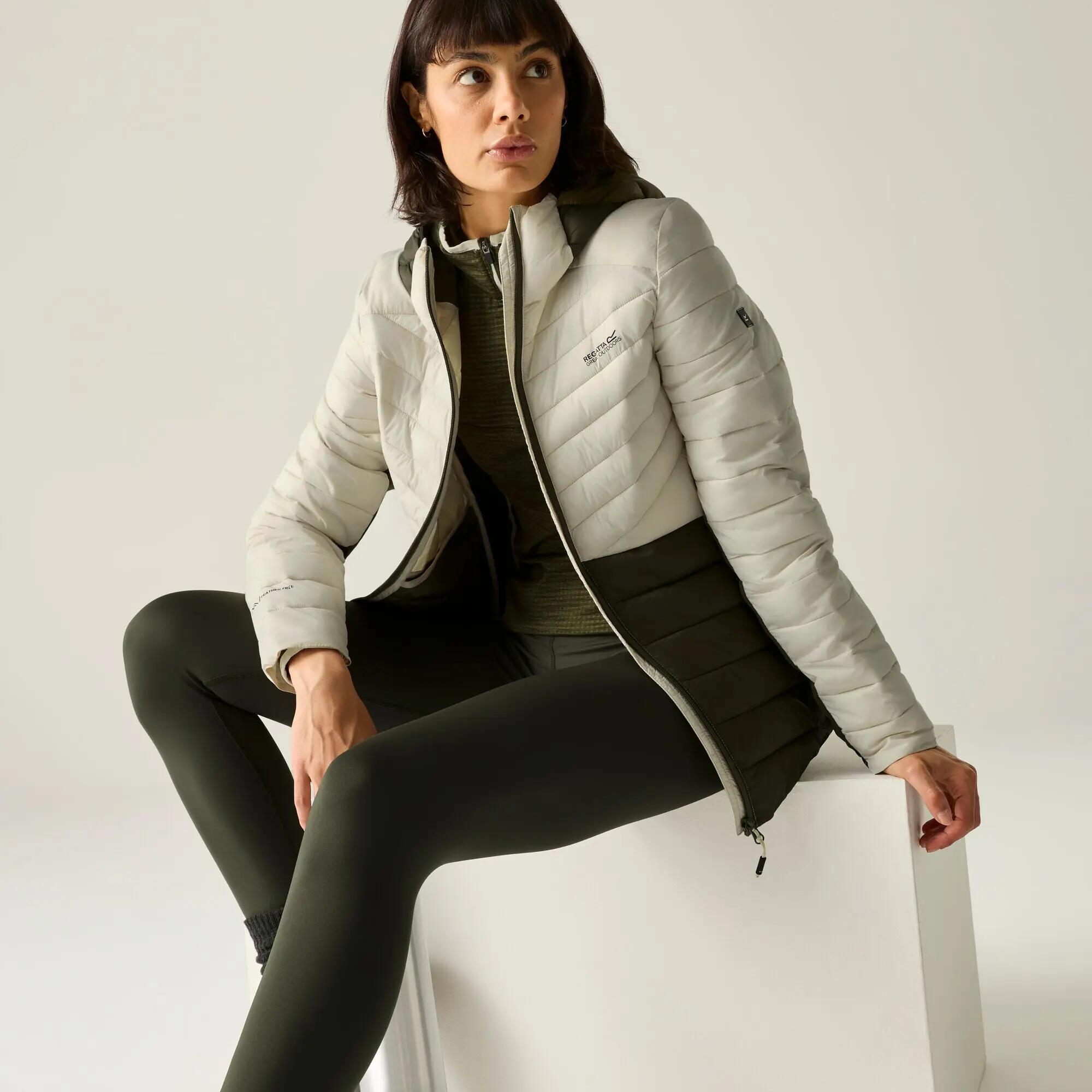Giacca ibrida da donna con cappuccio in pelle 5/12