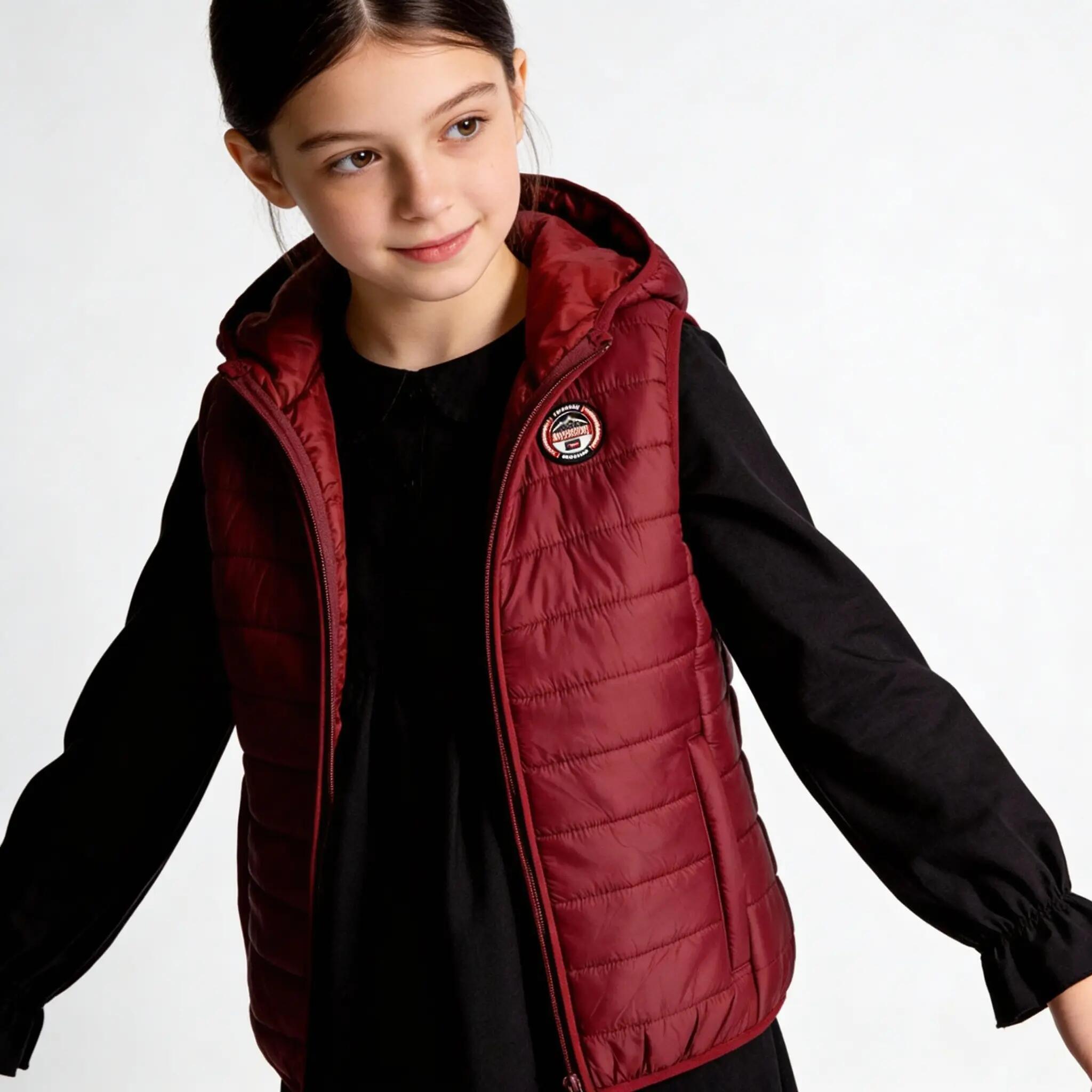 Bezrękawnik Geographical Norway VATIKA HOOD EO GIRL 233 bordowy dla dziewczynki 6/7