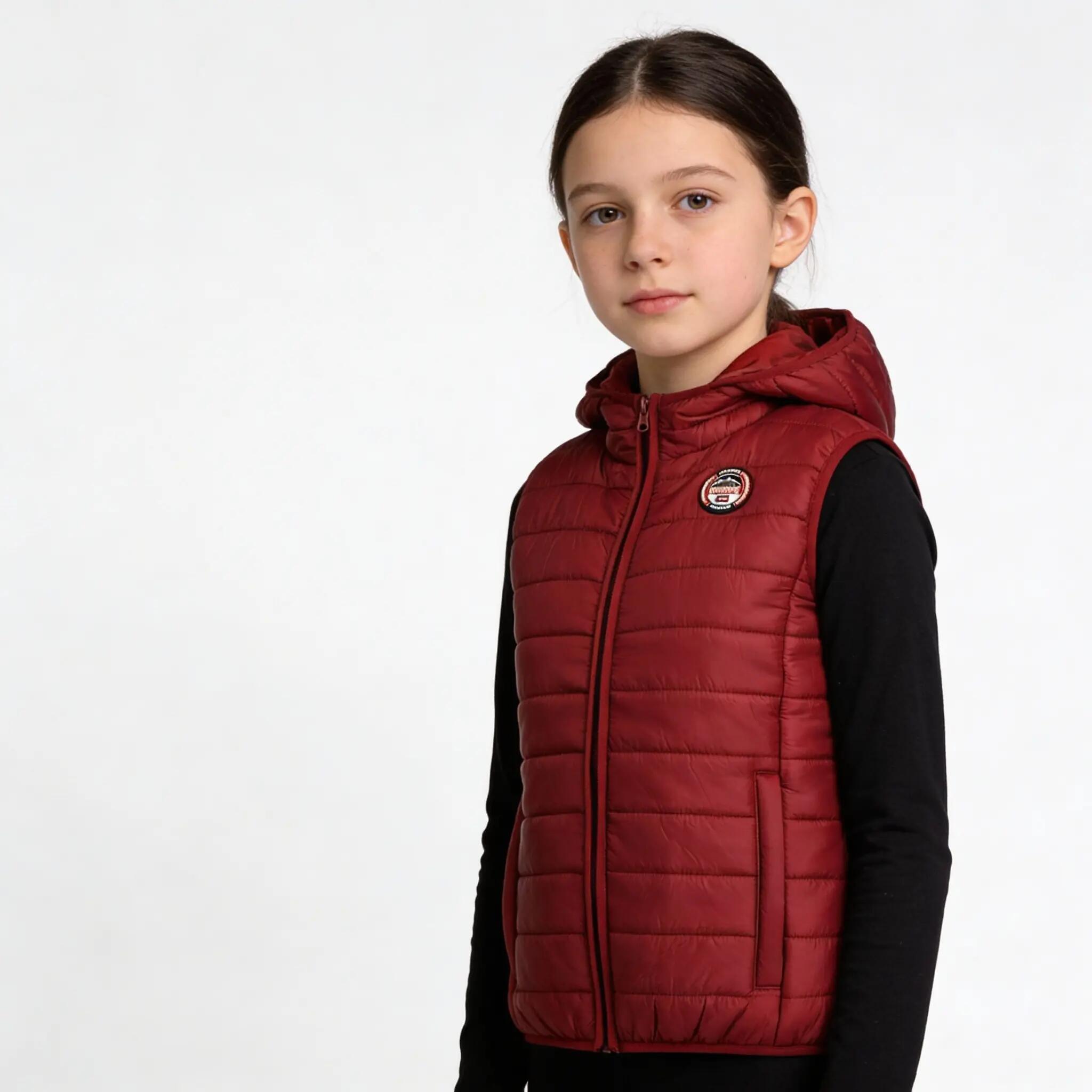 Bezrękawnik Geographical Norway VATIKA HOOD EO GIRL 233 bordowy dla dziewczynki 5/7