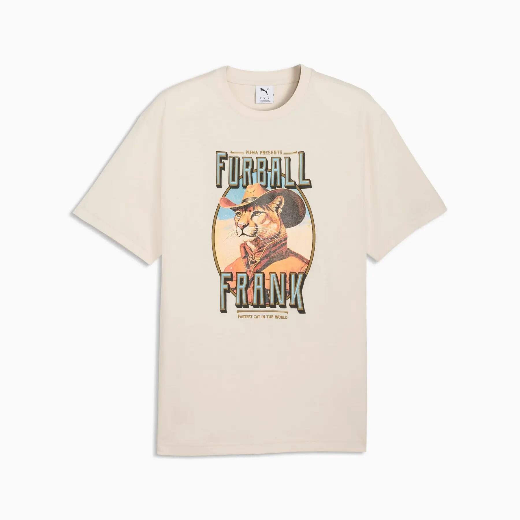 Heren T-shirt Puma GRAPHIC CAT COWBOY RELAXED beige maat L 1/5
