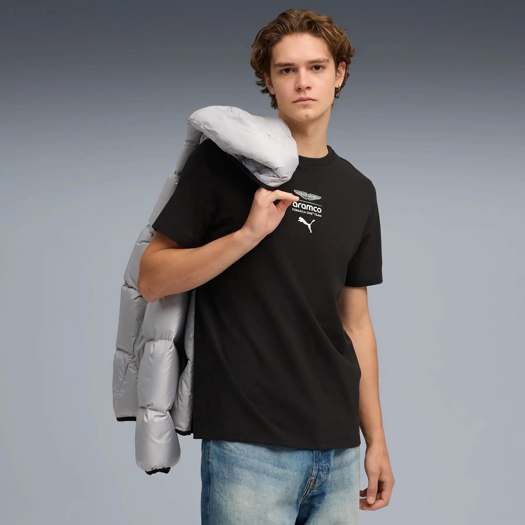Camiseta masculina Puma AMF1 LOGO preta tamanho P 3/5