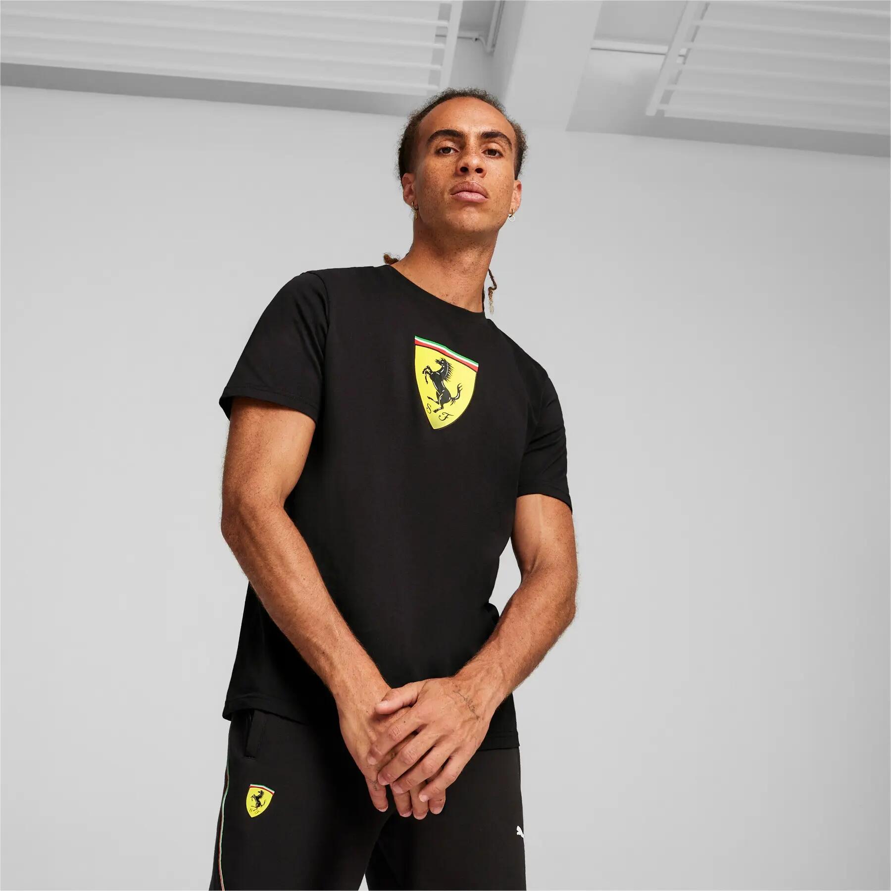 T-shirt da uomo Puma FERRARI RACE BIG SHIELD nera, taglia S 3/6