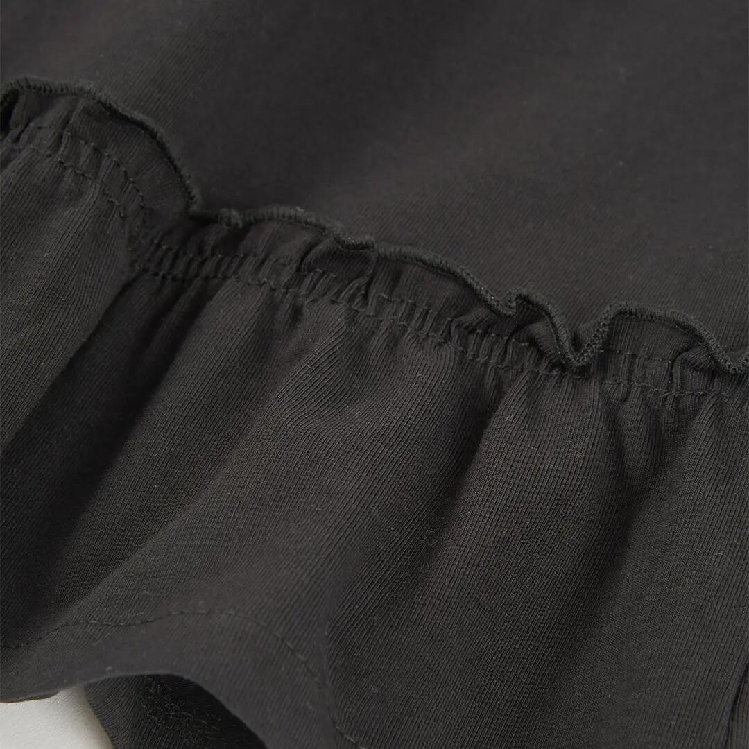 Vestido de punto para niña con bordados y volantes negro 4/4