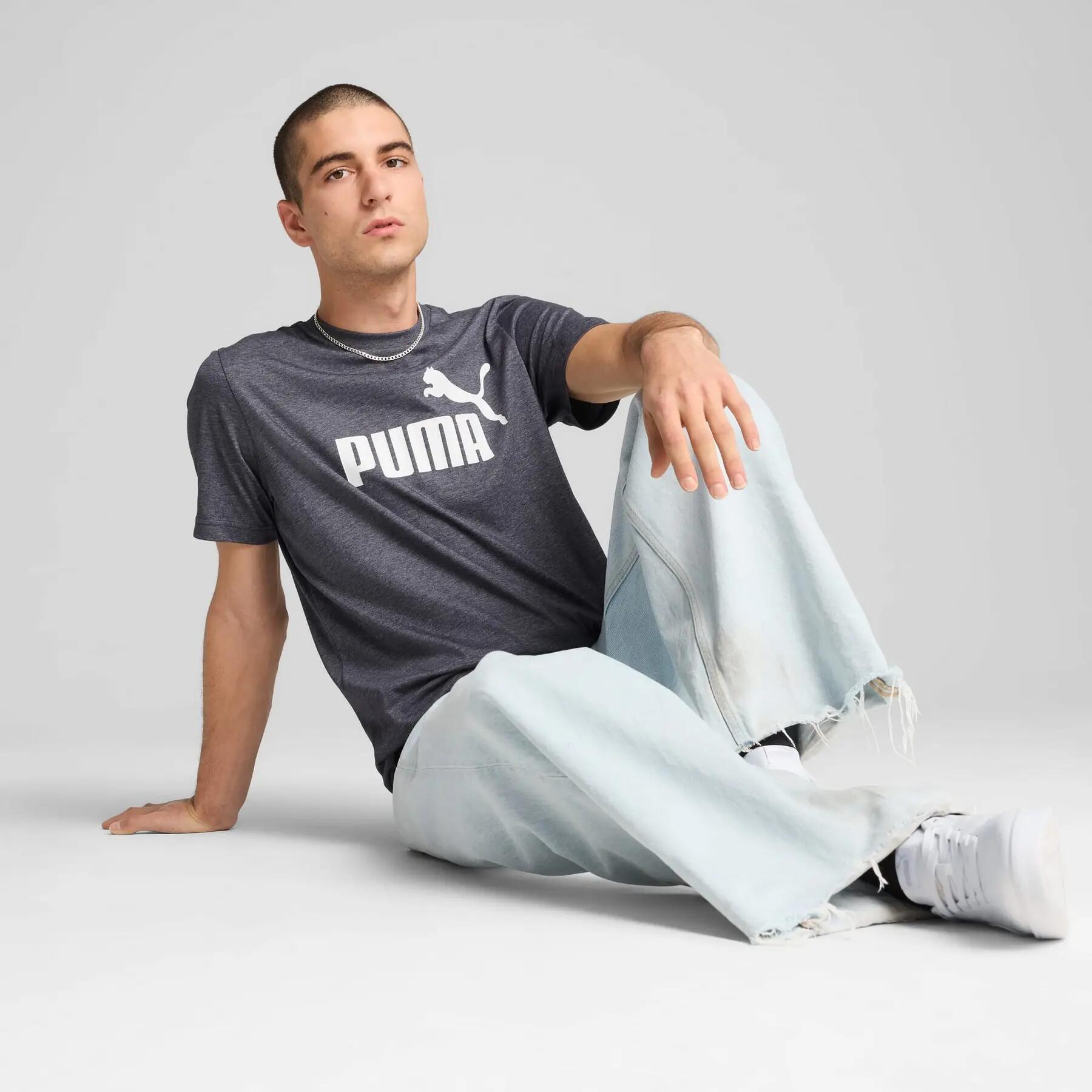 Puma ESS NO.1 LOGO HEATHER heren T-shirt, marineblauw, maat L 5/5