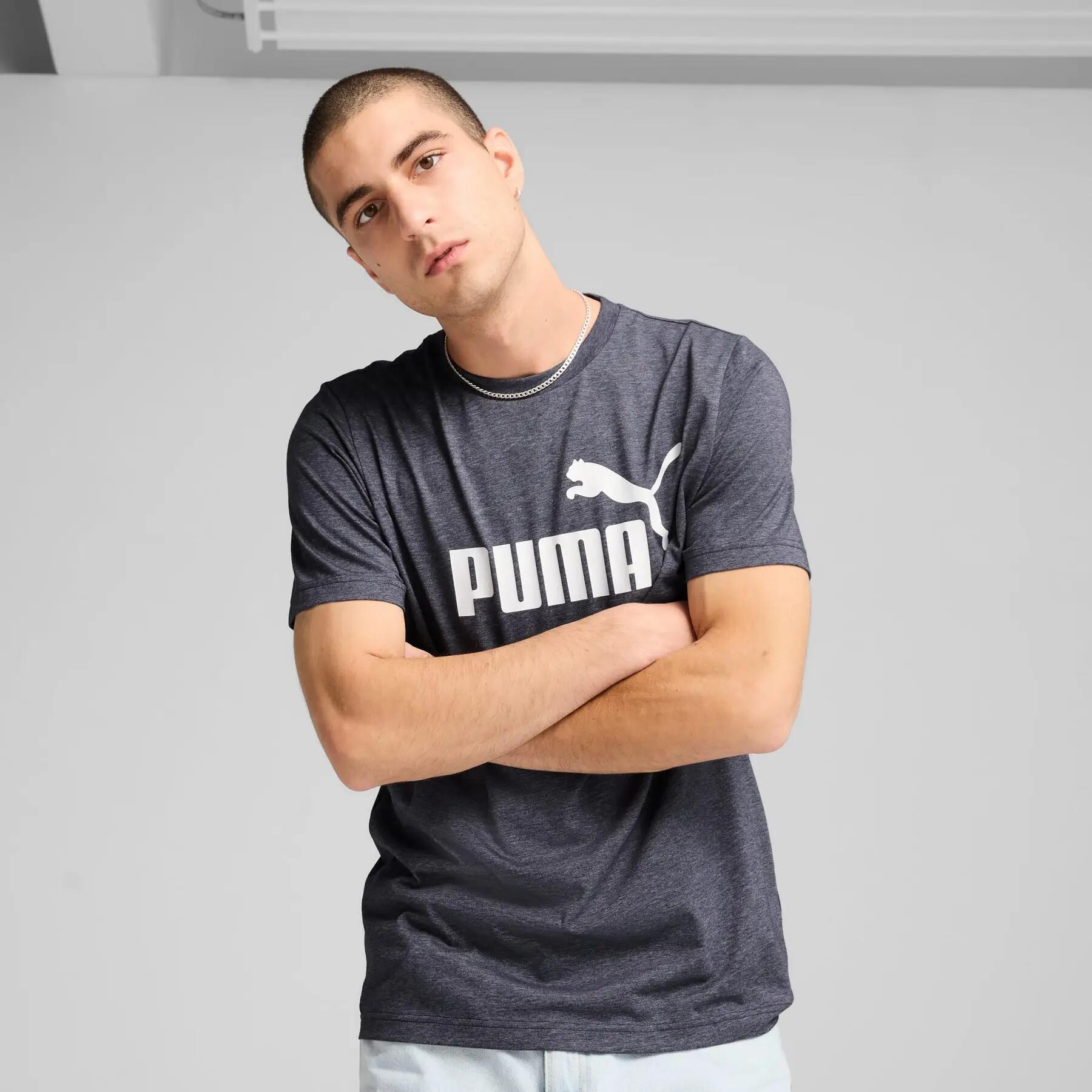 Puma ESS NO.1 LOGO HEATHER heren T-shirt, marineblauw, maat L 3/5