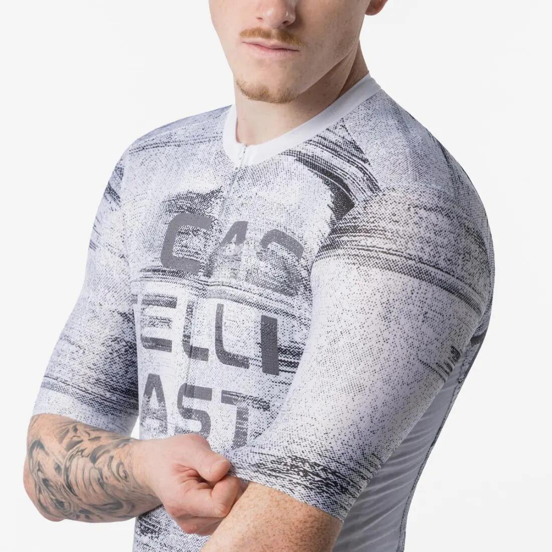 Castelli Stratus Logo Wielershirt Heren White Smoky Gray 5/6