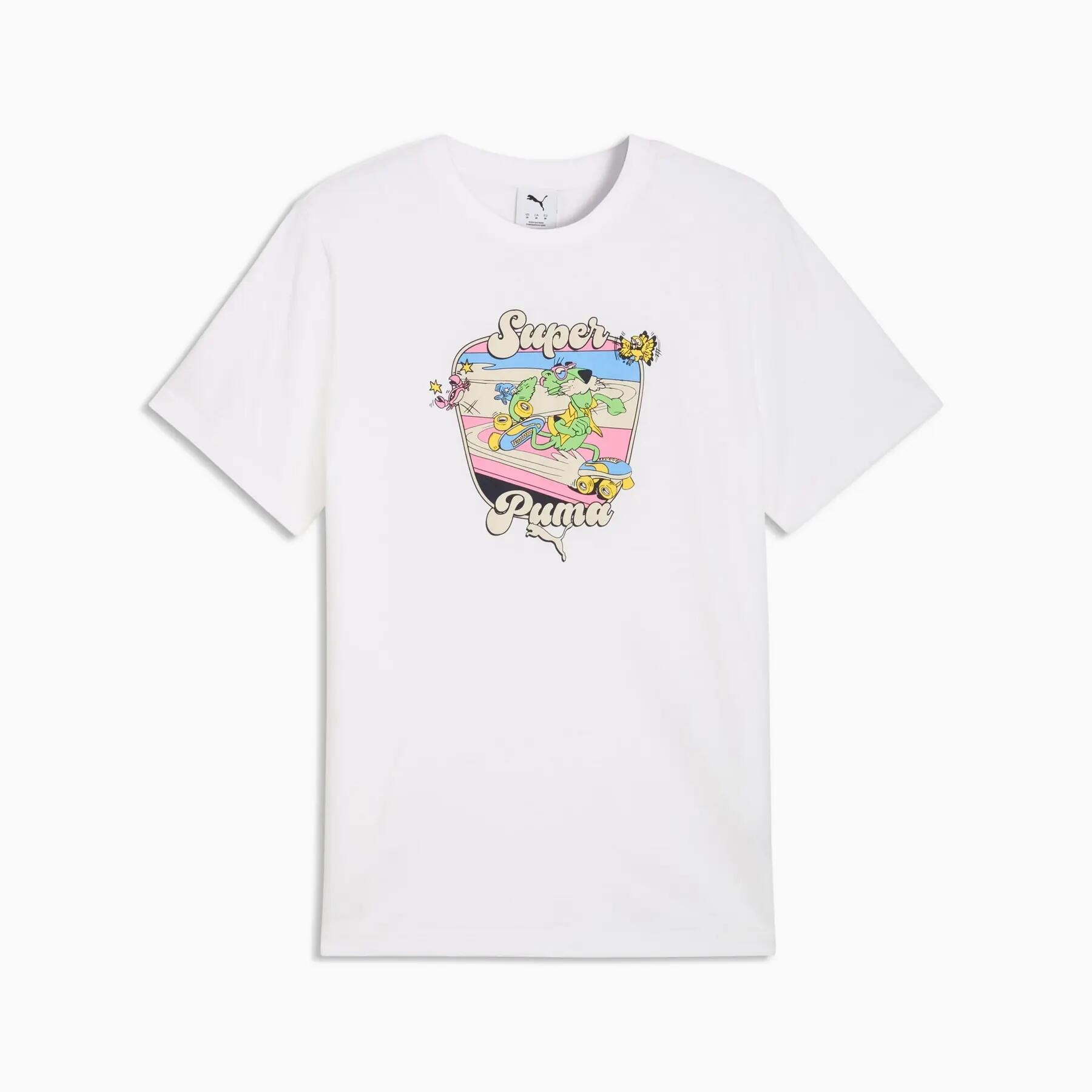 Heren Puma GRAPHIC SUPER PUMA SOUVENIR T-shirt wit maat XXL 1/5