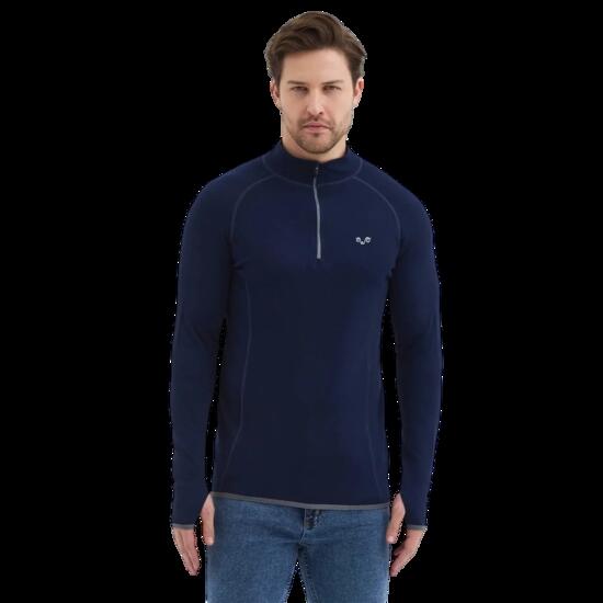 HALLDOR - Koszulka z Długim Rękawem - 100% Wełna Merino- 230 g/m² S, Granatowy