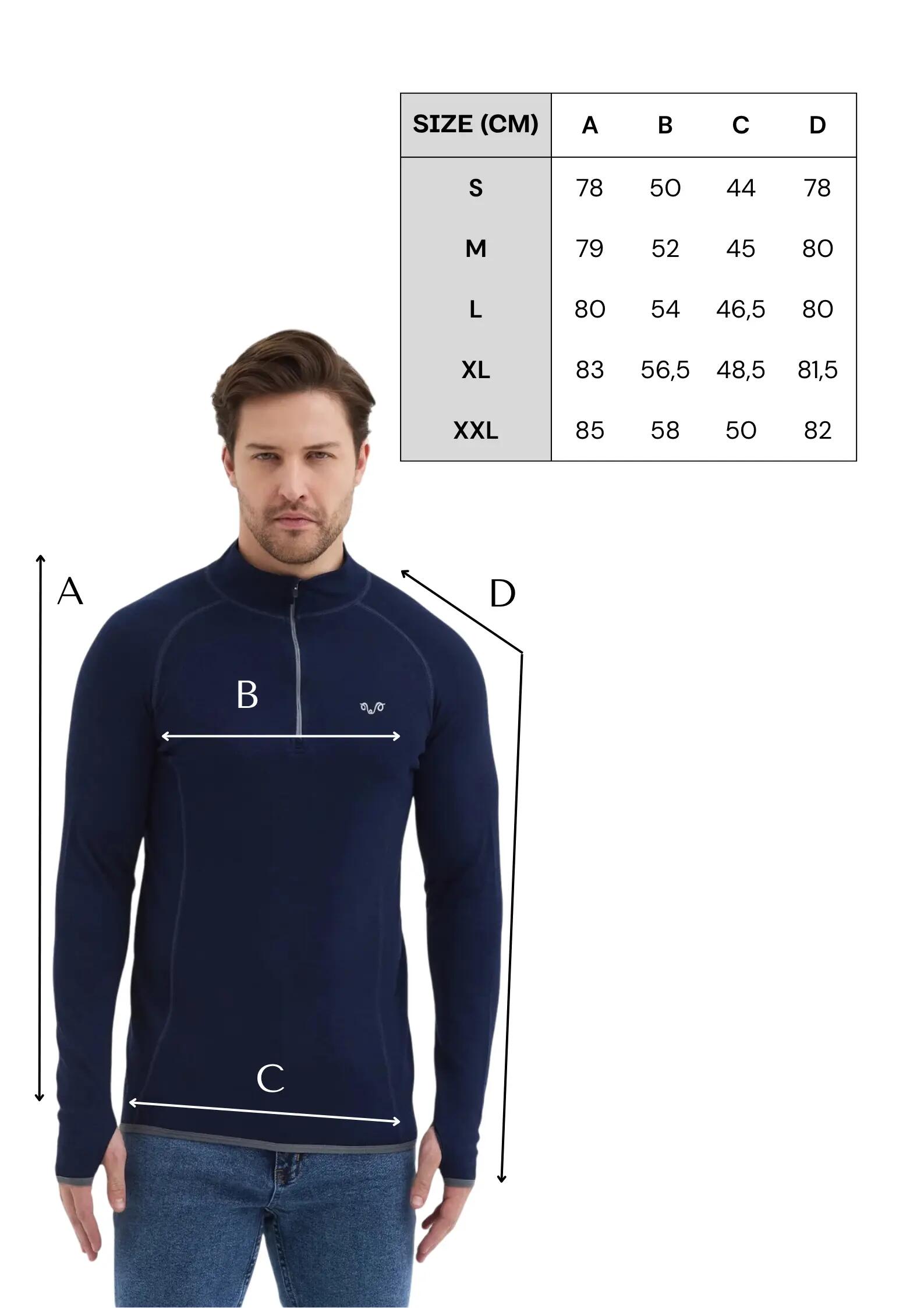 HALLDOR - Koszulka z Długim Rękawem - 100% Wełna Merino- 230 g/m² M, Granatowy 2/4