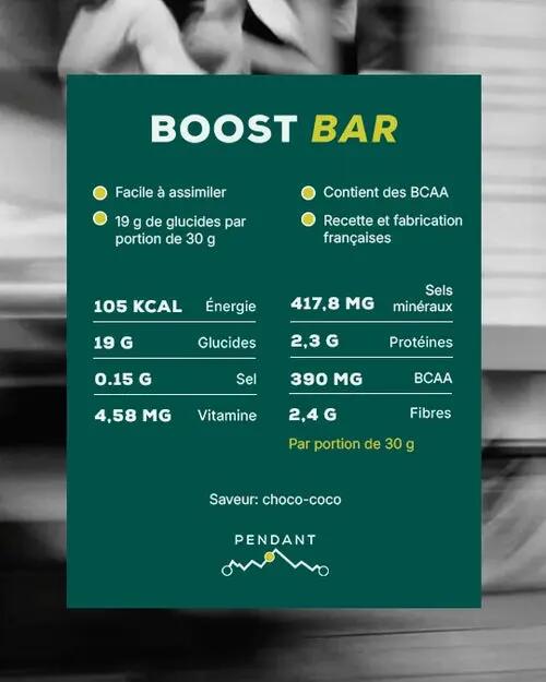 Barre énergétique boost bar saveur chocolat-coco - 30 g 5/6
