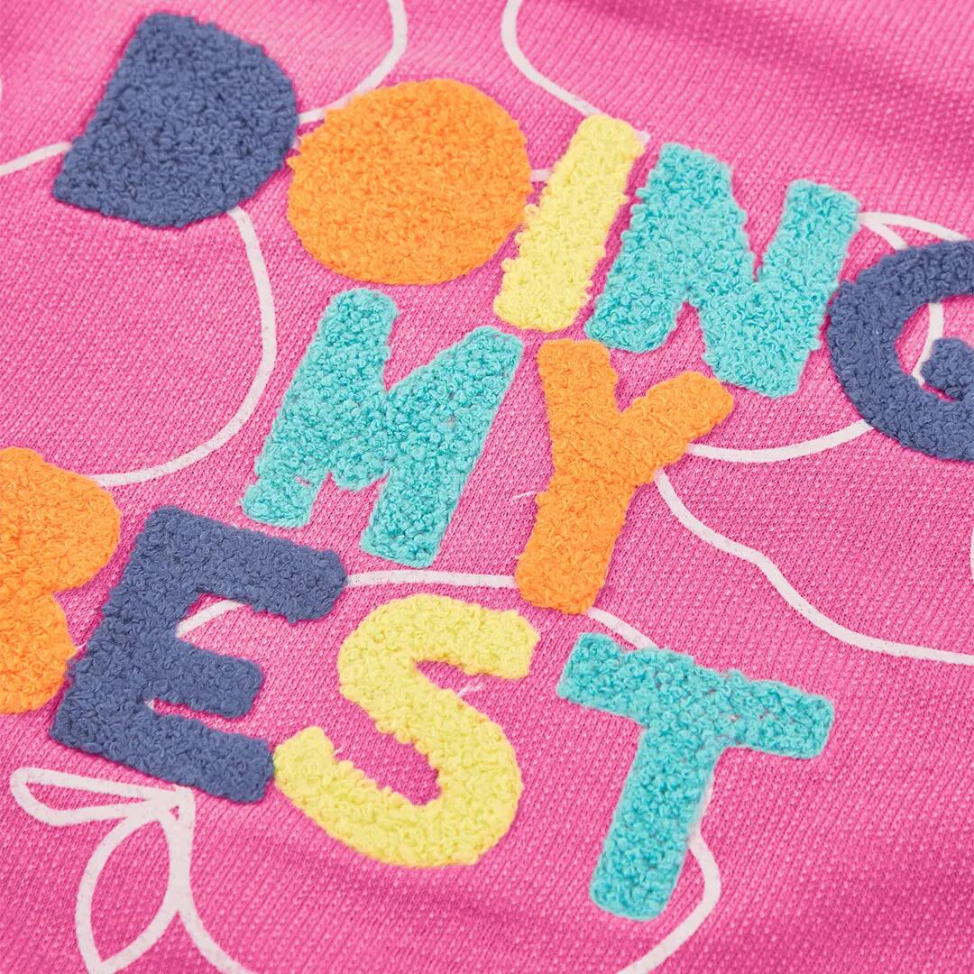 Sudadera de felpa para niña con mensaje "DOING MY BEST", rosa 3/4