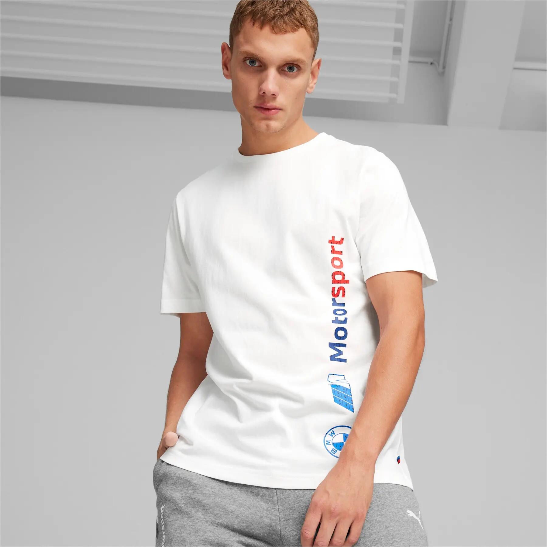 T-shirt da uomo Puma BMW MMS LOGO bianca, taglia S 3/6