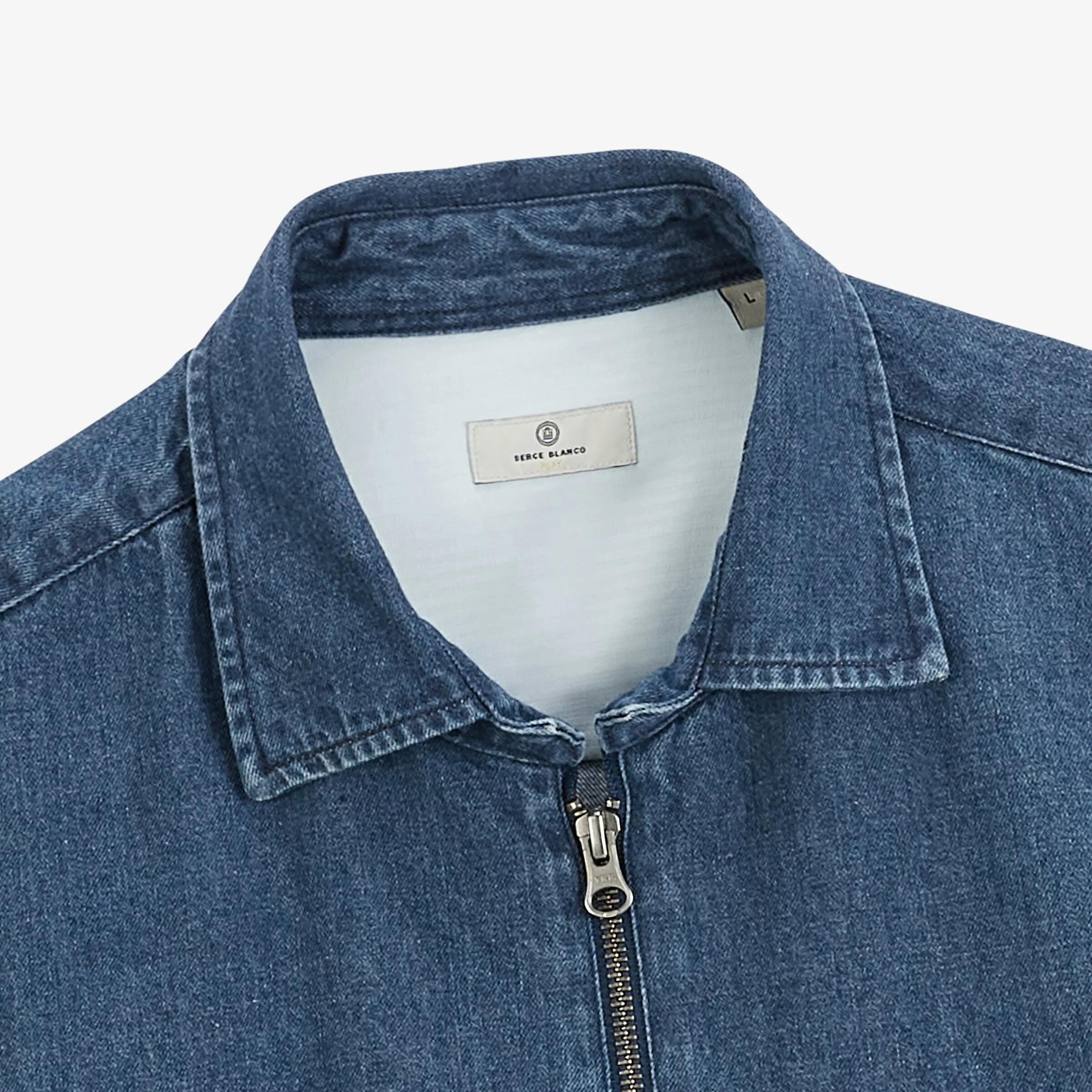 Sovracamicia in denim con zip 3/4