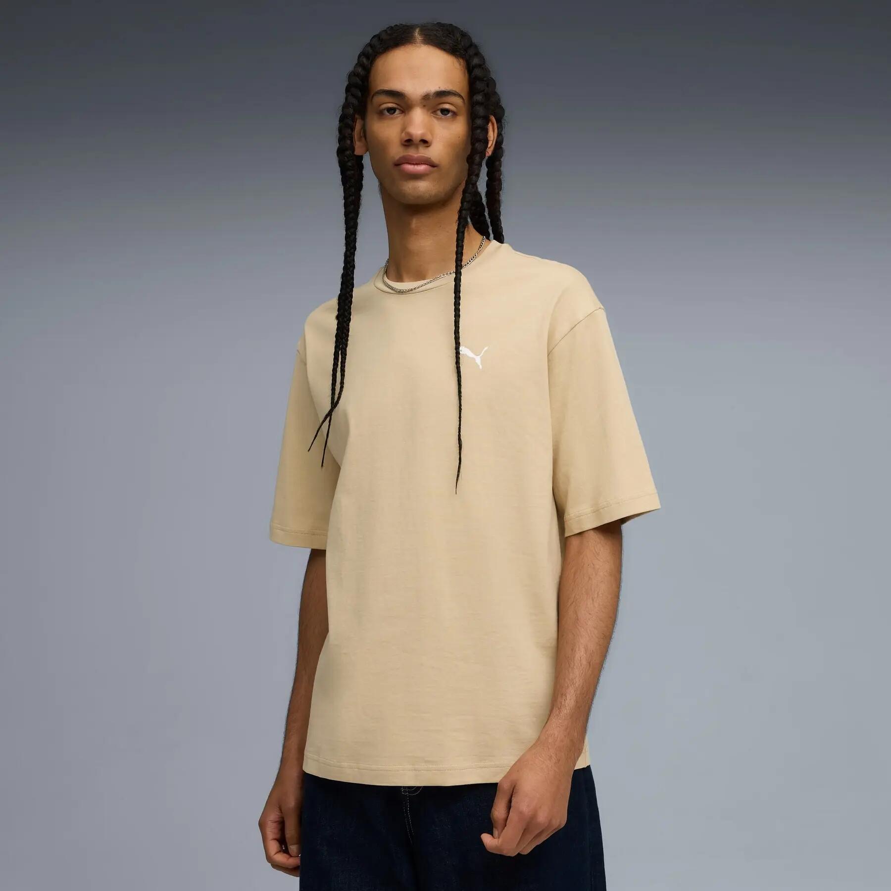 Puma WARDROBE ESS BOXY heren T-shirt beige maat L 3/5