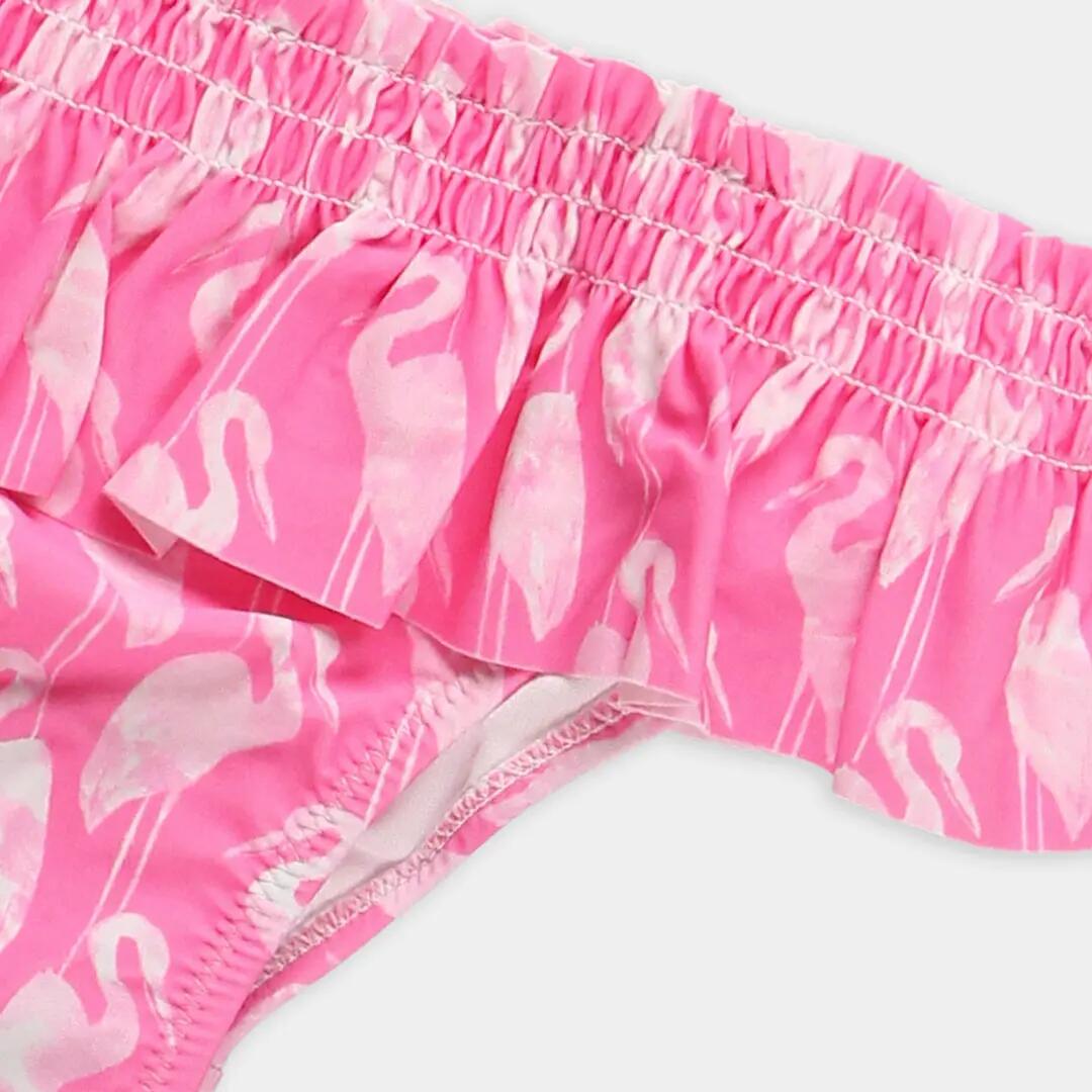 Bañador para niña con estampado de flamencos y protección solar UPF50+, rosa 3/4