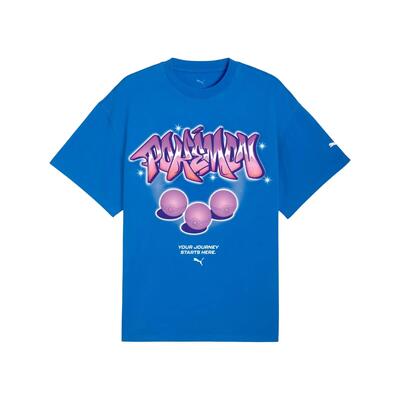 Puma pokemon x hoops i heren t-shirt blauw maat l