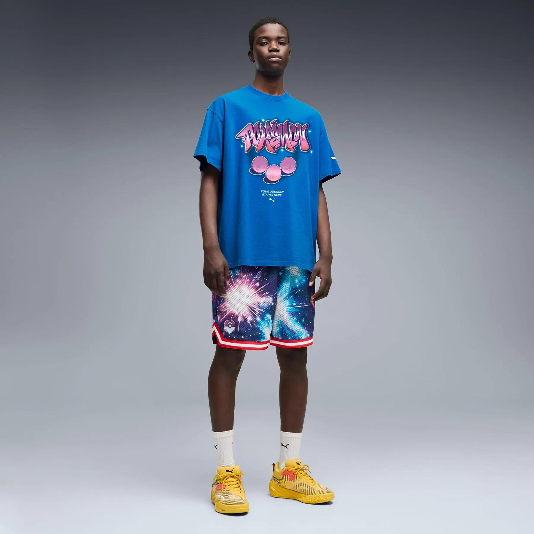 T-shirt da uomo Puma POKEMON X HOOPS I blu, taglia L 5/5
