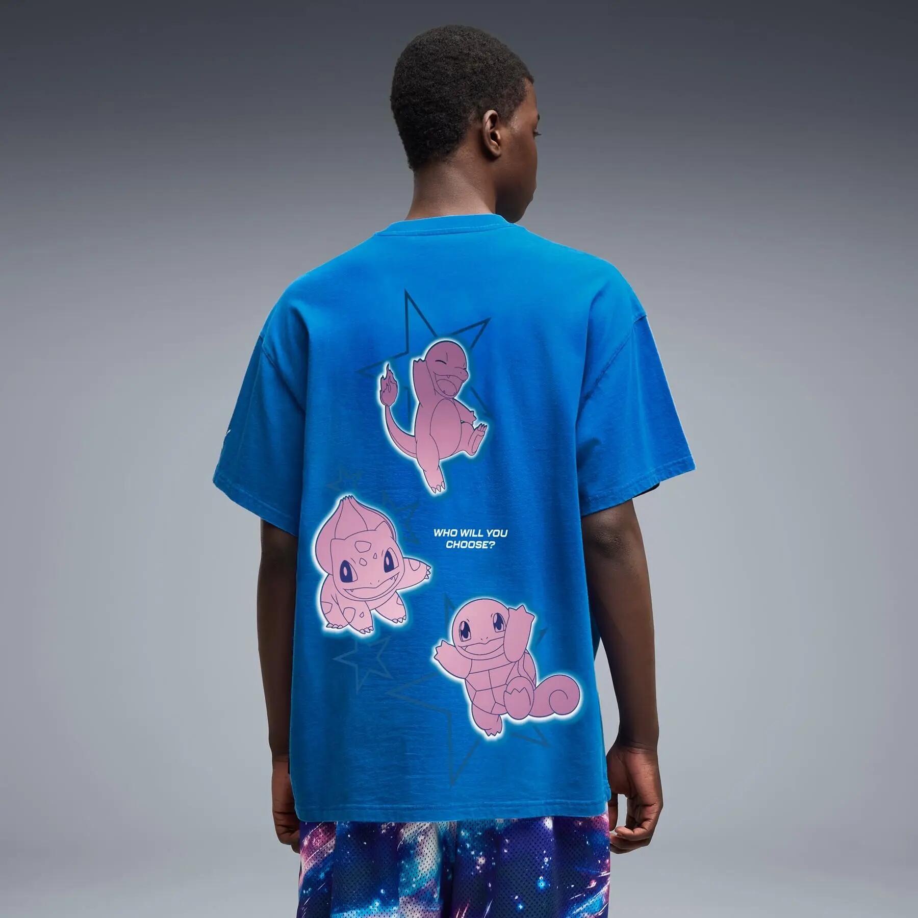 T-shirt da uomo Puma POKEMON X HOOPS I blu, taglia L 4/5