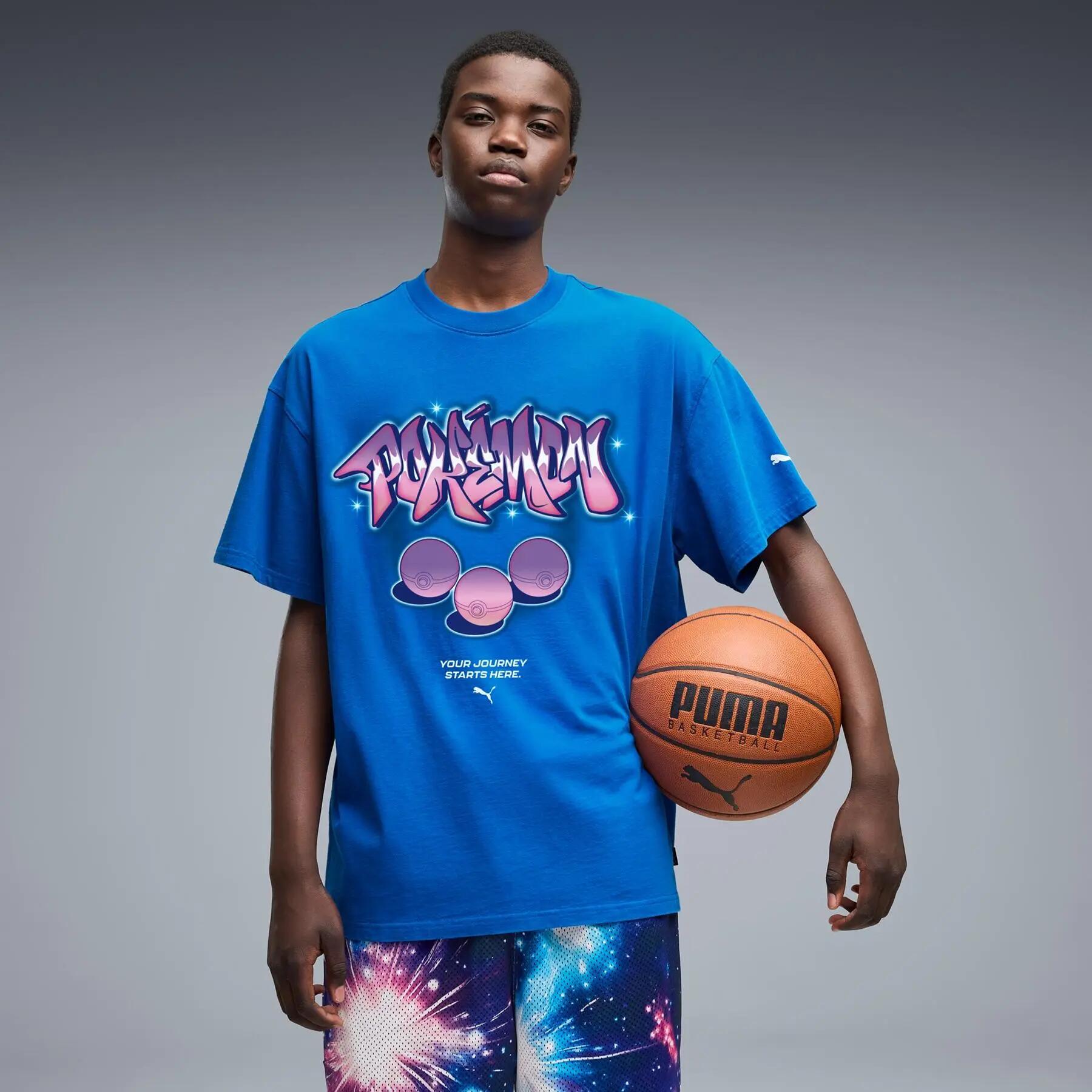 T-shirt da uomo Puma POKEMON X HOOPS I blu, taglia L 3/5