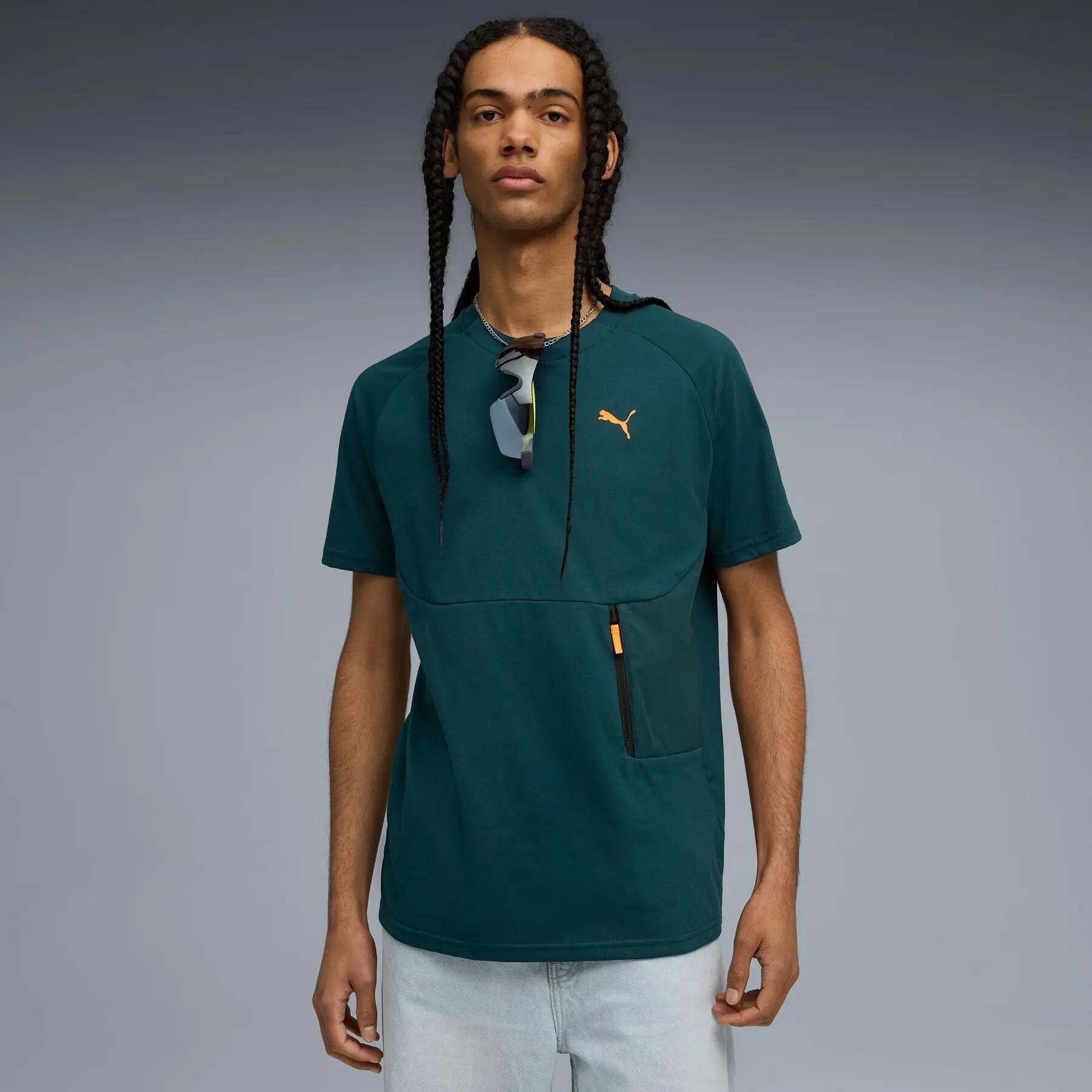 Camiseta masculina Puma PUMATECH POCKET verde tamanho P 3/7