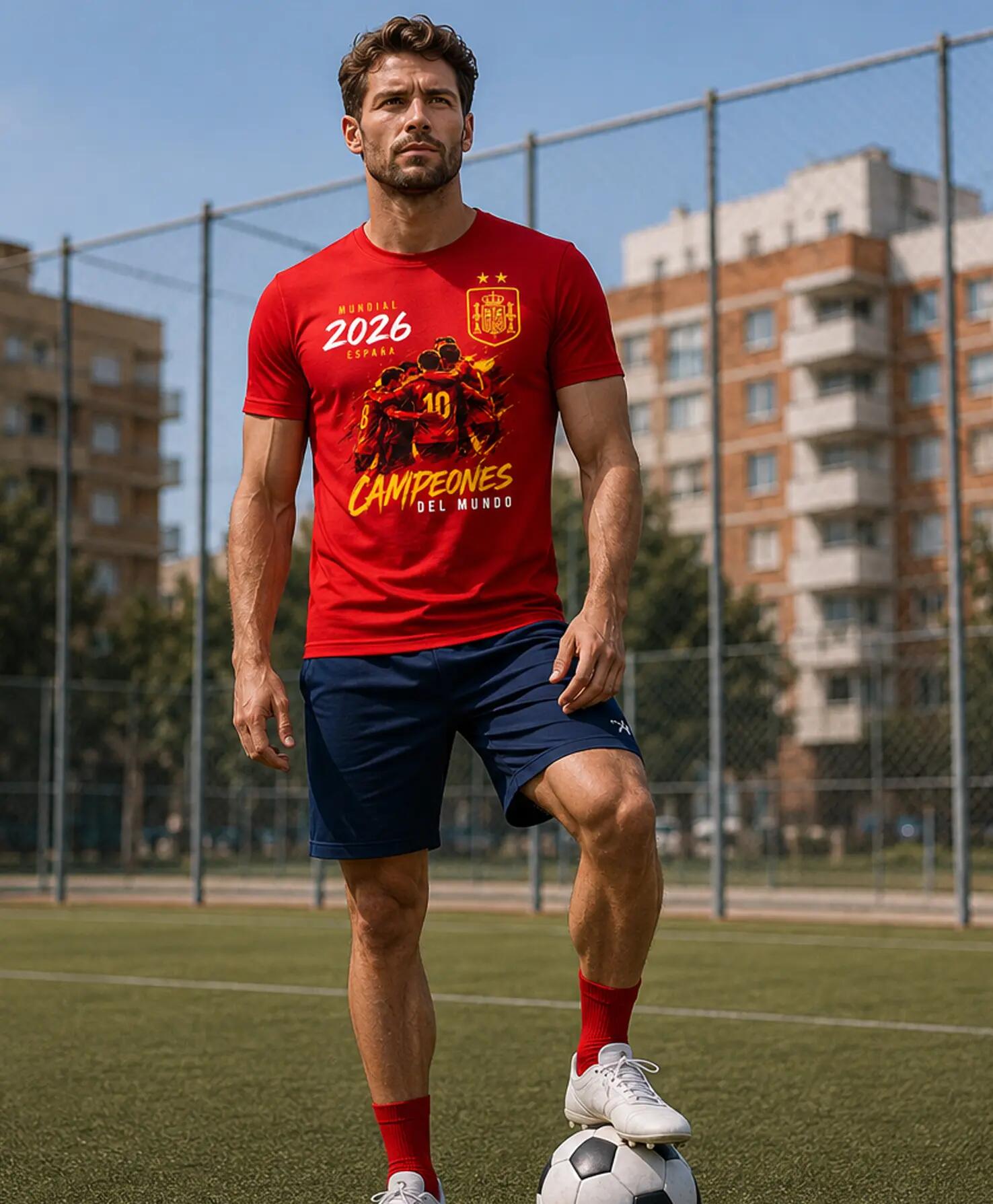 Camiseta manga corta España Campeones del Mundo 2026. 100% algodón 4/5