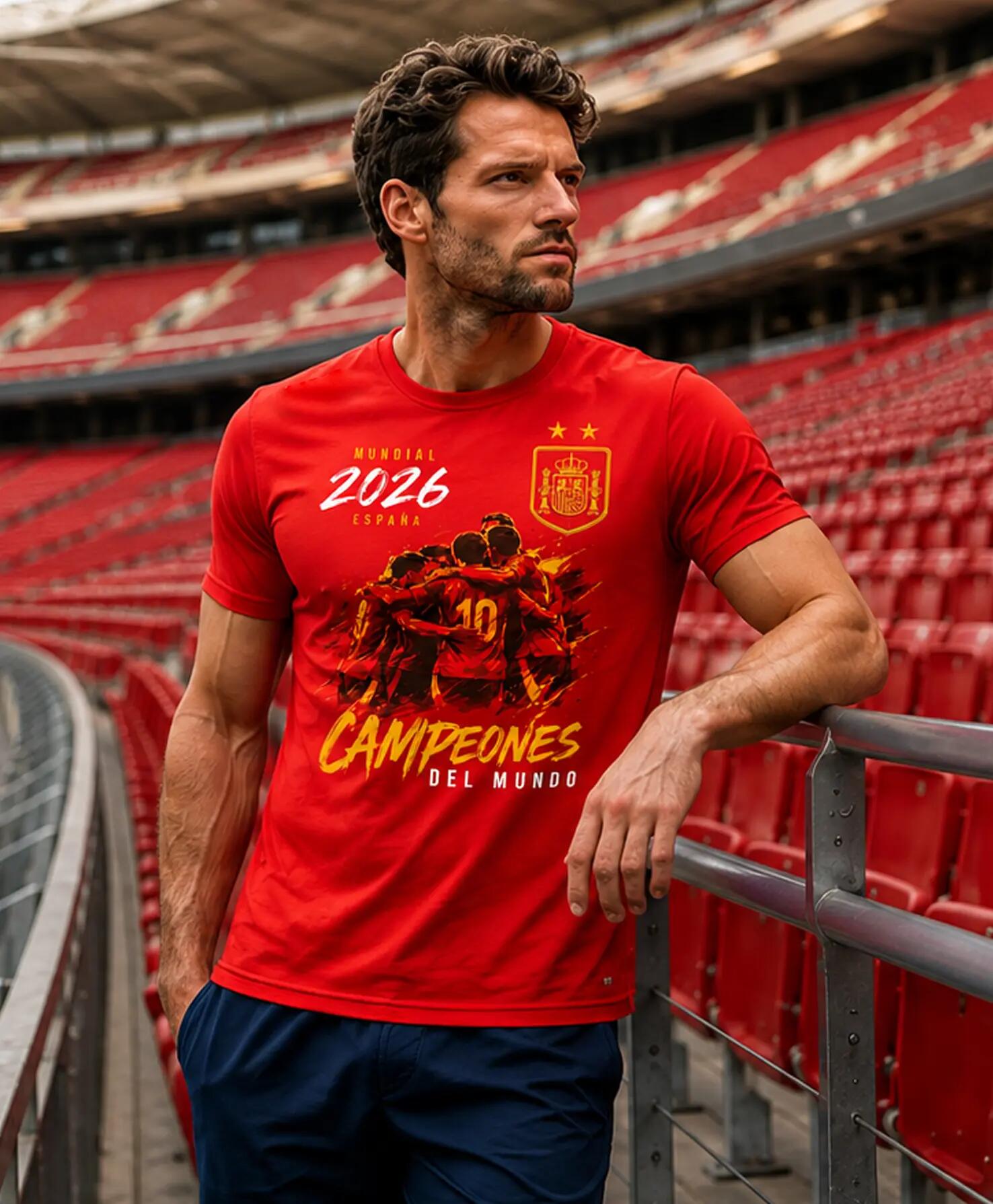 Camiseta manga corta España Campeones del Mundo 2026. 100% algodón 3/5