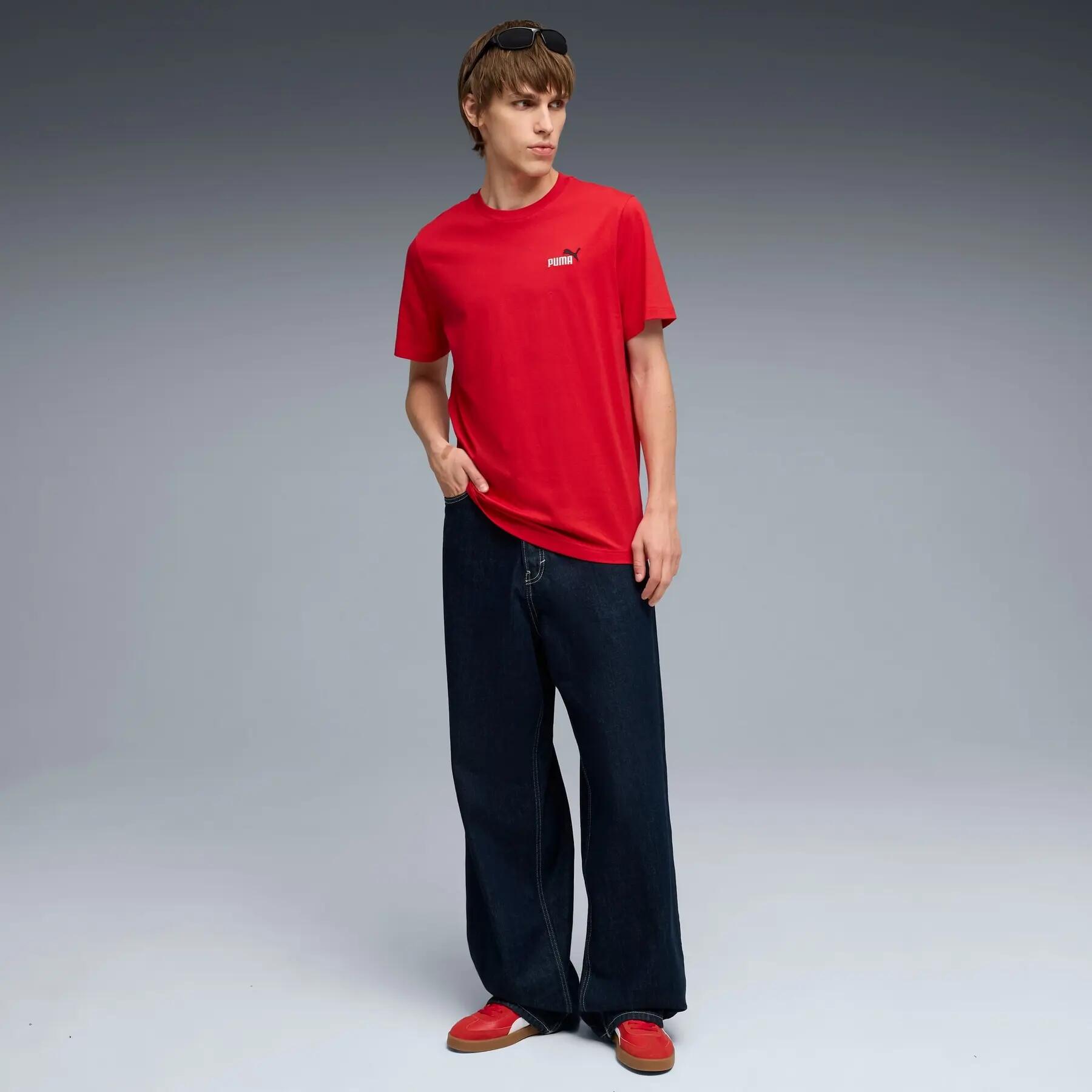 Heren T-shirt Puma ESS 2 COLOR SMALL NO.1 LOGO rood maat M 5/5