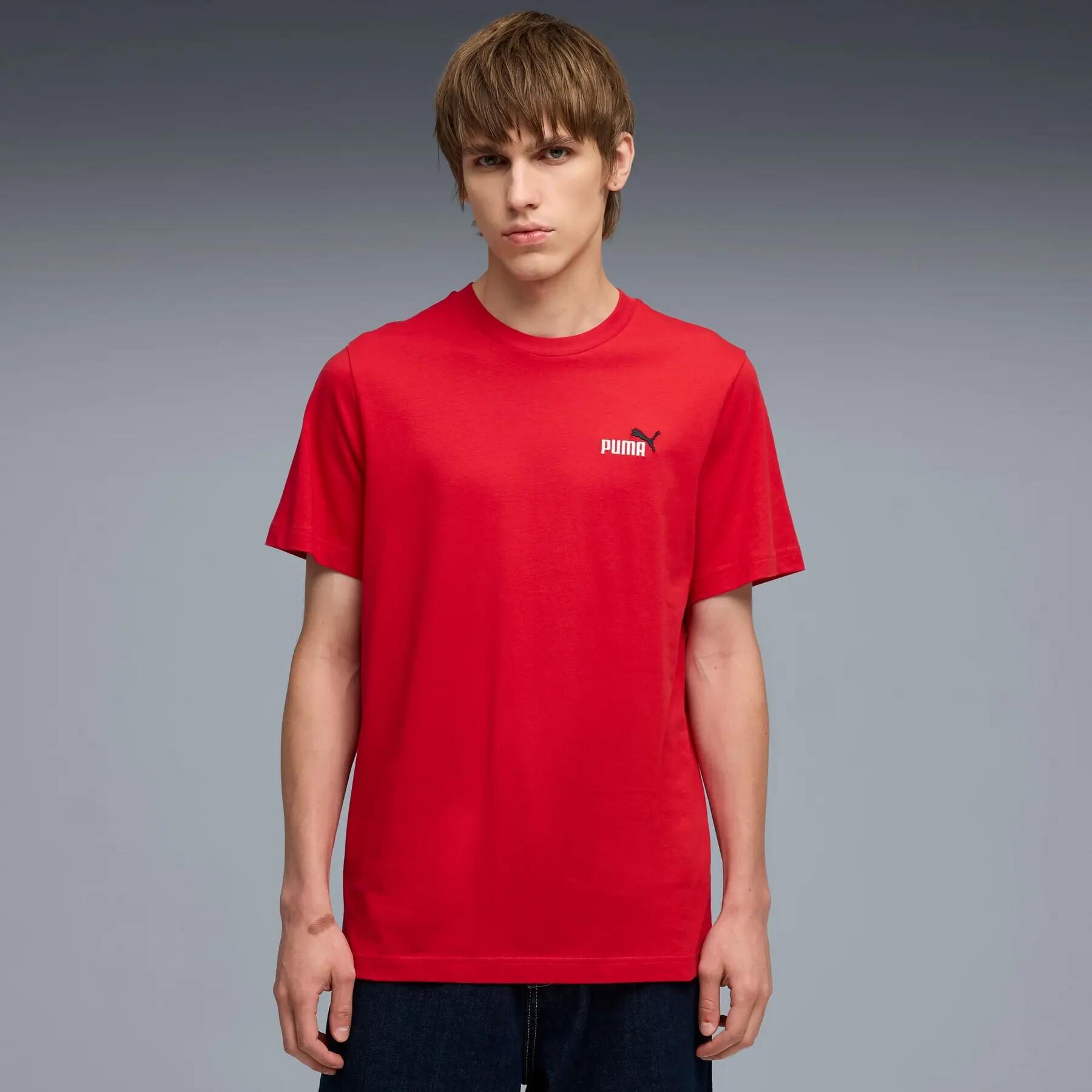Heren T-shirt Puma ESS 2 COLOR SMALL NO.1 LOGO rood maat M 3/5