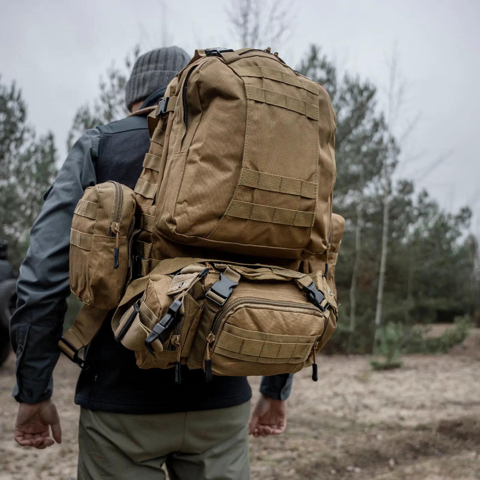 Mochila de sobrevivência OFFLANDER 38L cáqui para caminhadas 6/6