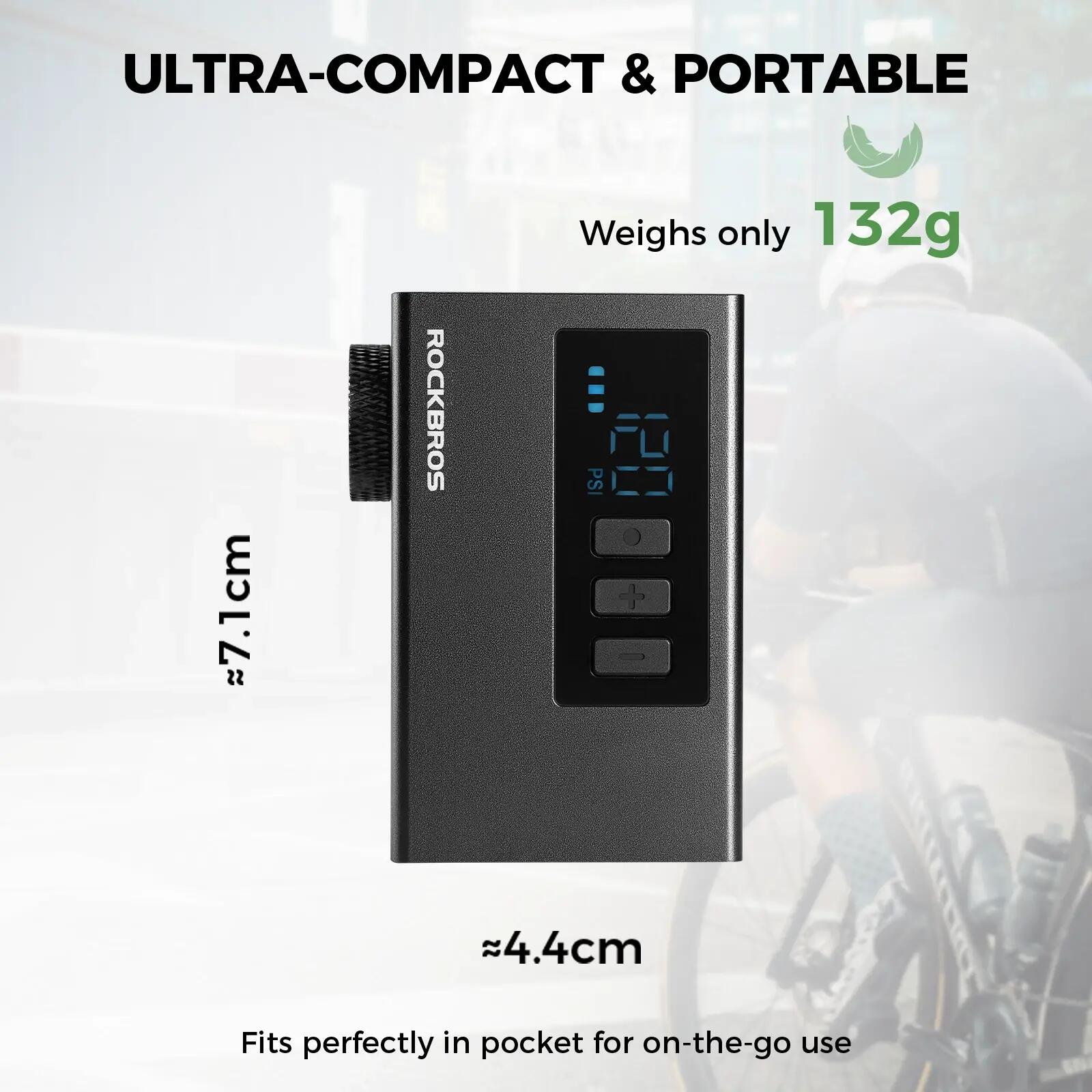 ROCKBROS Mini Elektrische Luftpumpe 120PSI Digitaldisplay 2/8