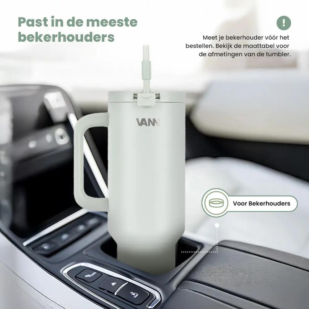 RVS drinkbeker met rietje - One Tumbler 1,2 L - lekvrij deksel - Arctic Sage 8/12