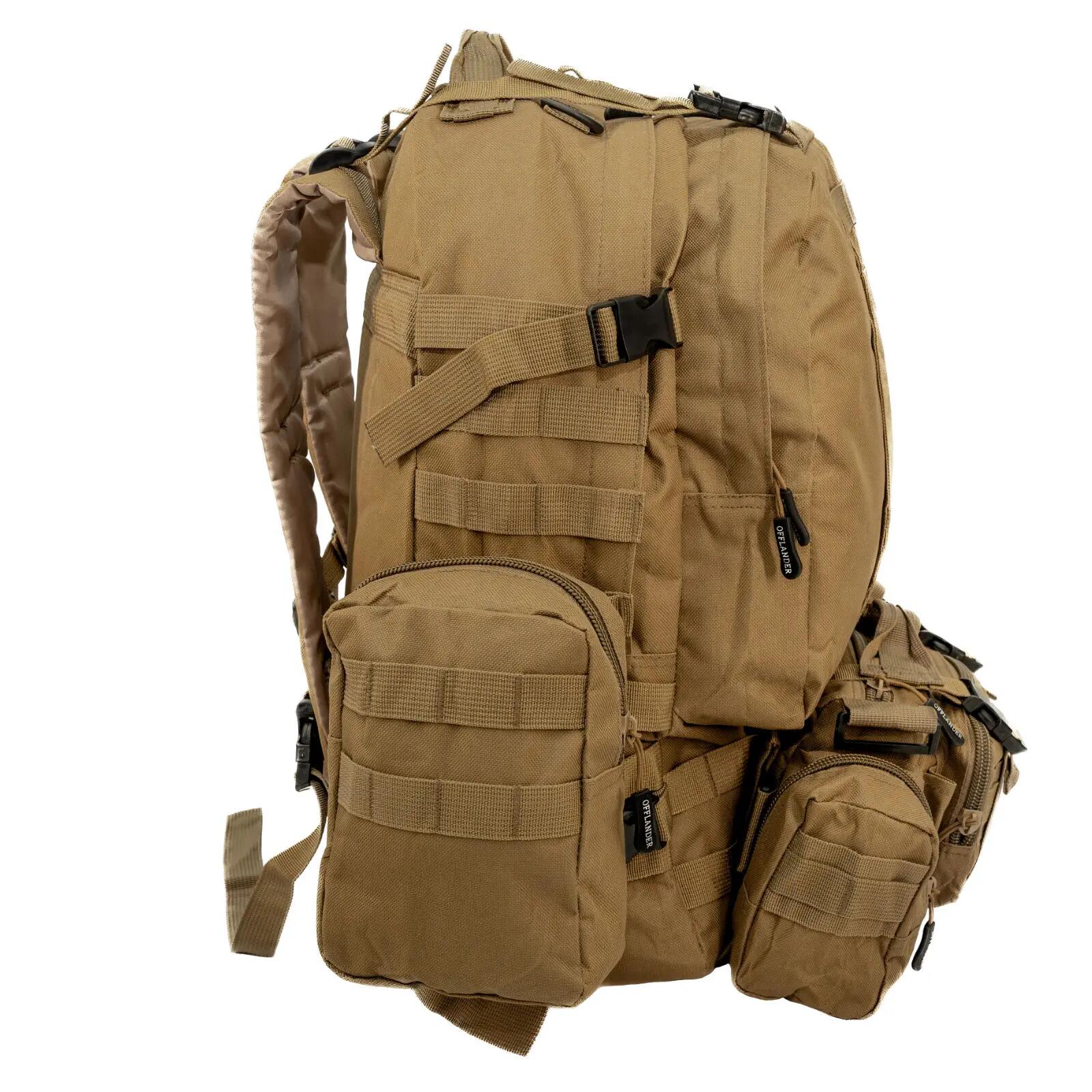 Mochila de sobrevivência OFFLANDER 38L cáqui para caminhadas 3/6