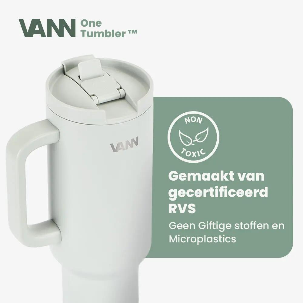 RVS drinkbeker met rietje - One Tumbler 1,2 L - lekvrij deksel - Arctic Sage 7/12