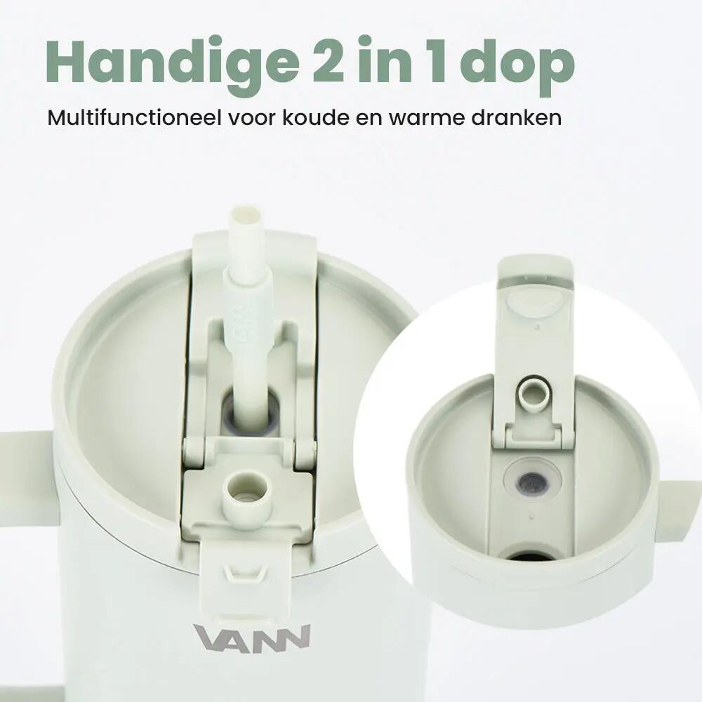 RVS drinkbeker met rietje - One Tumbler 1,2 L - lekvrij deksel - Arctic Sage 6/12