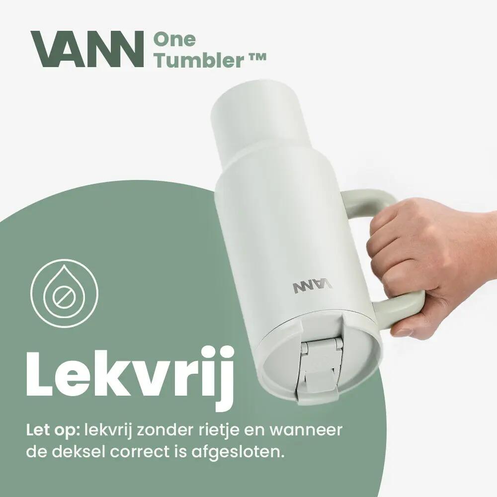 RVS drinkbeker met rietje - One Tumbler 1,2 L - lekvrij deksel - Arctic Sage 4/12