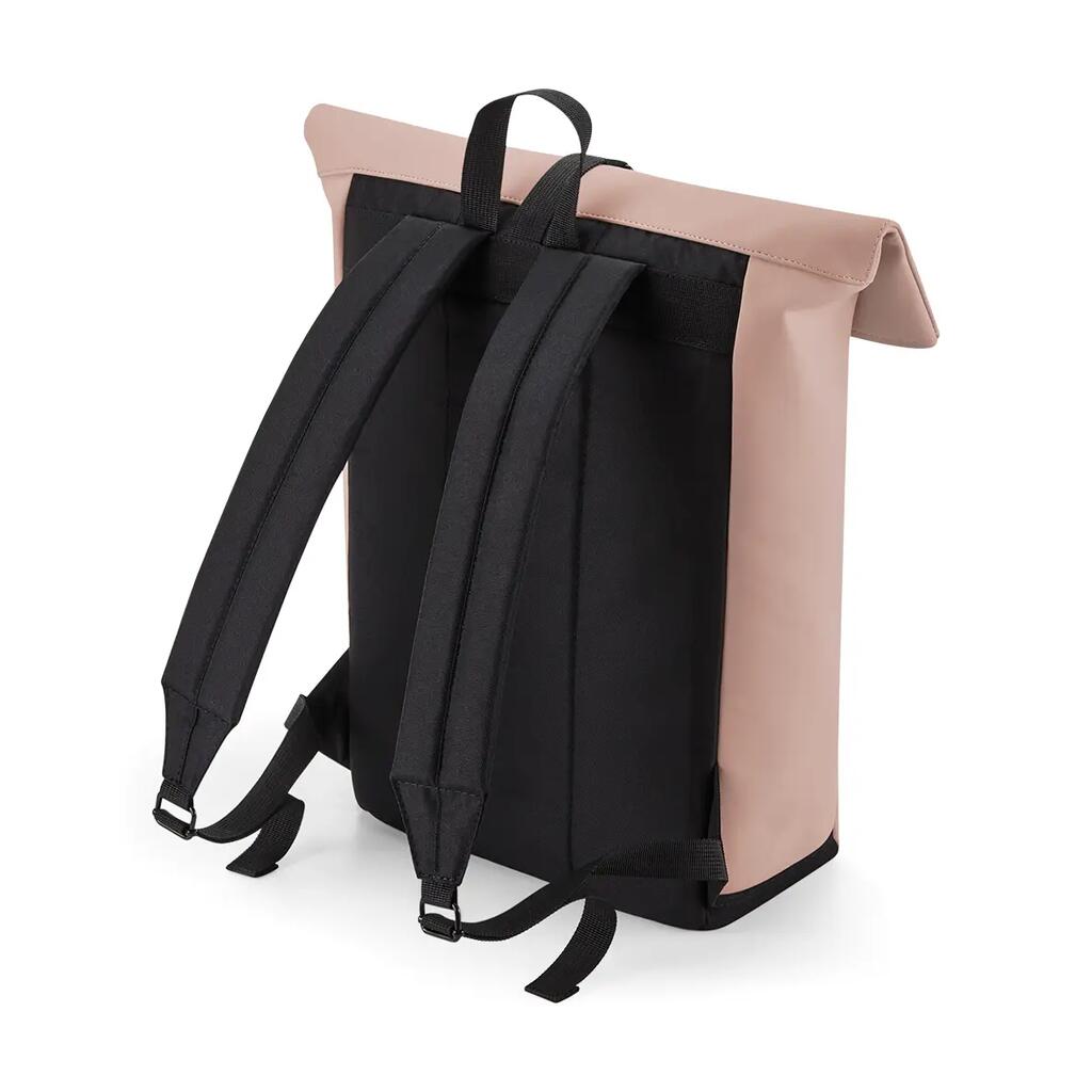 Sac à dos avec rabat roll-top en polyuréthane mat  - Nude Pink - One Size