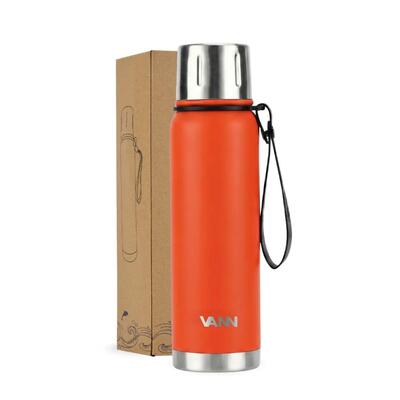 Rvs thermosfles - thermos 500 ml - houdt 12u warm - off‑white