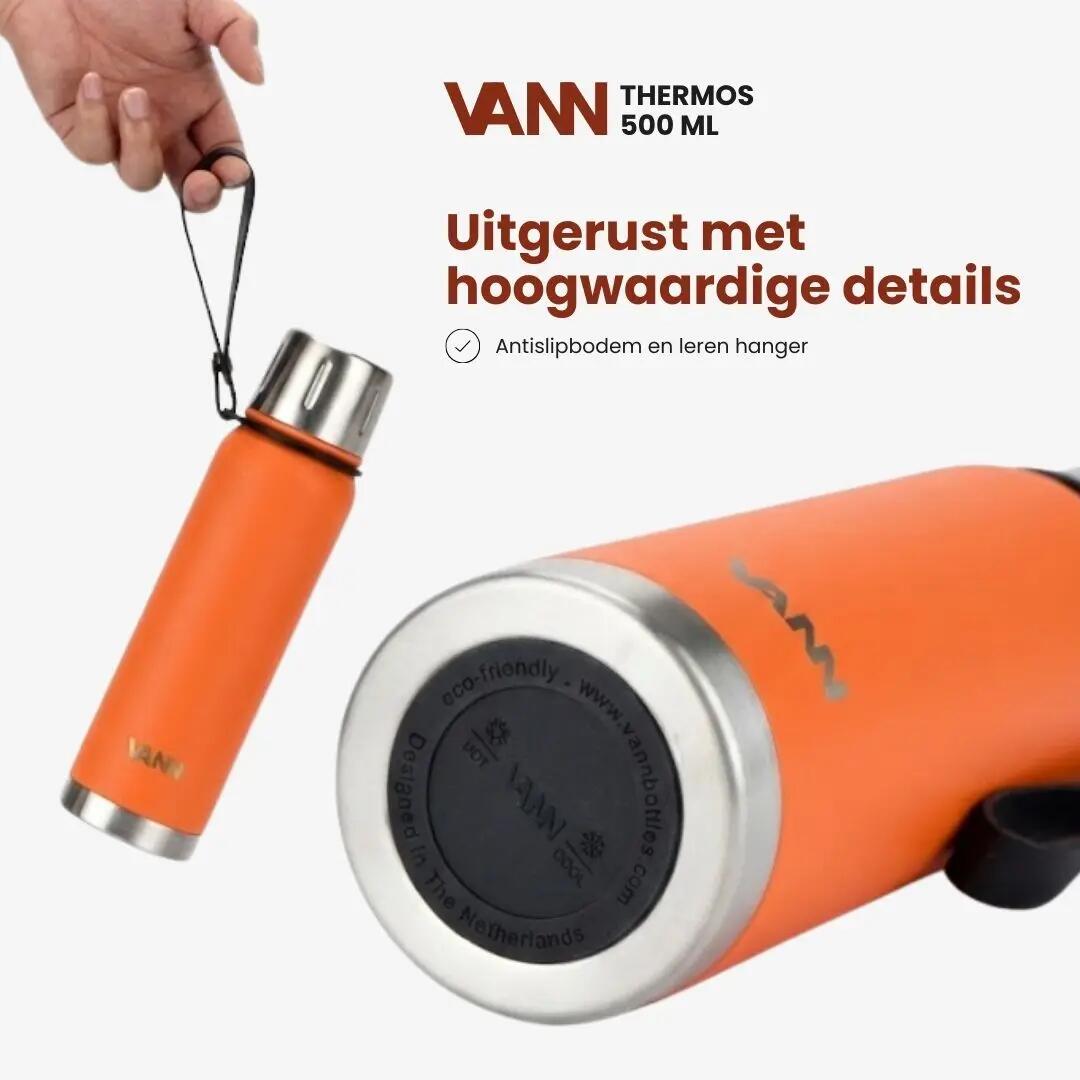 RVS thermosfles - Thermos 500 ml - houdt 12u warm - Oranje 8/11