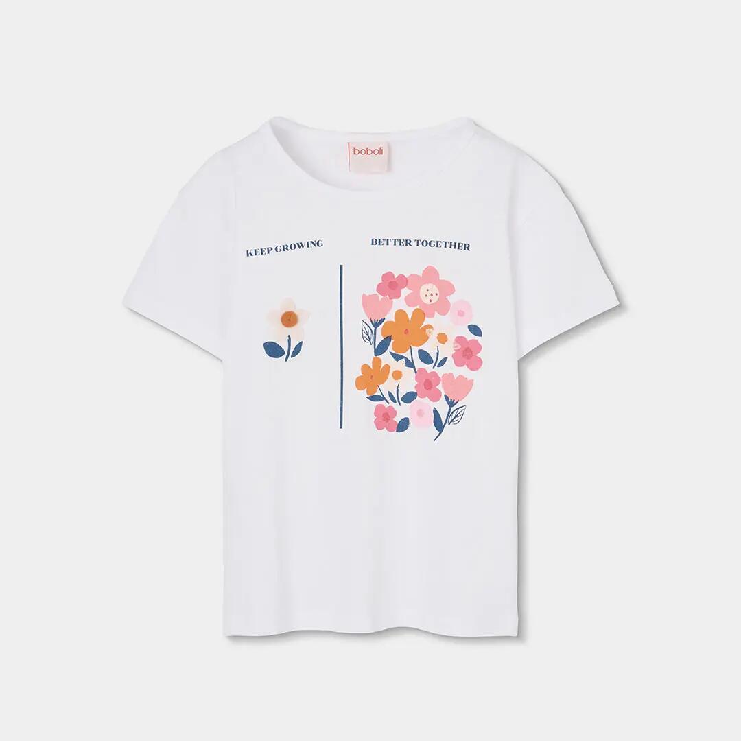 Conjunto de algodón para niña con camiseta estampada y short rosa 3/7