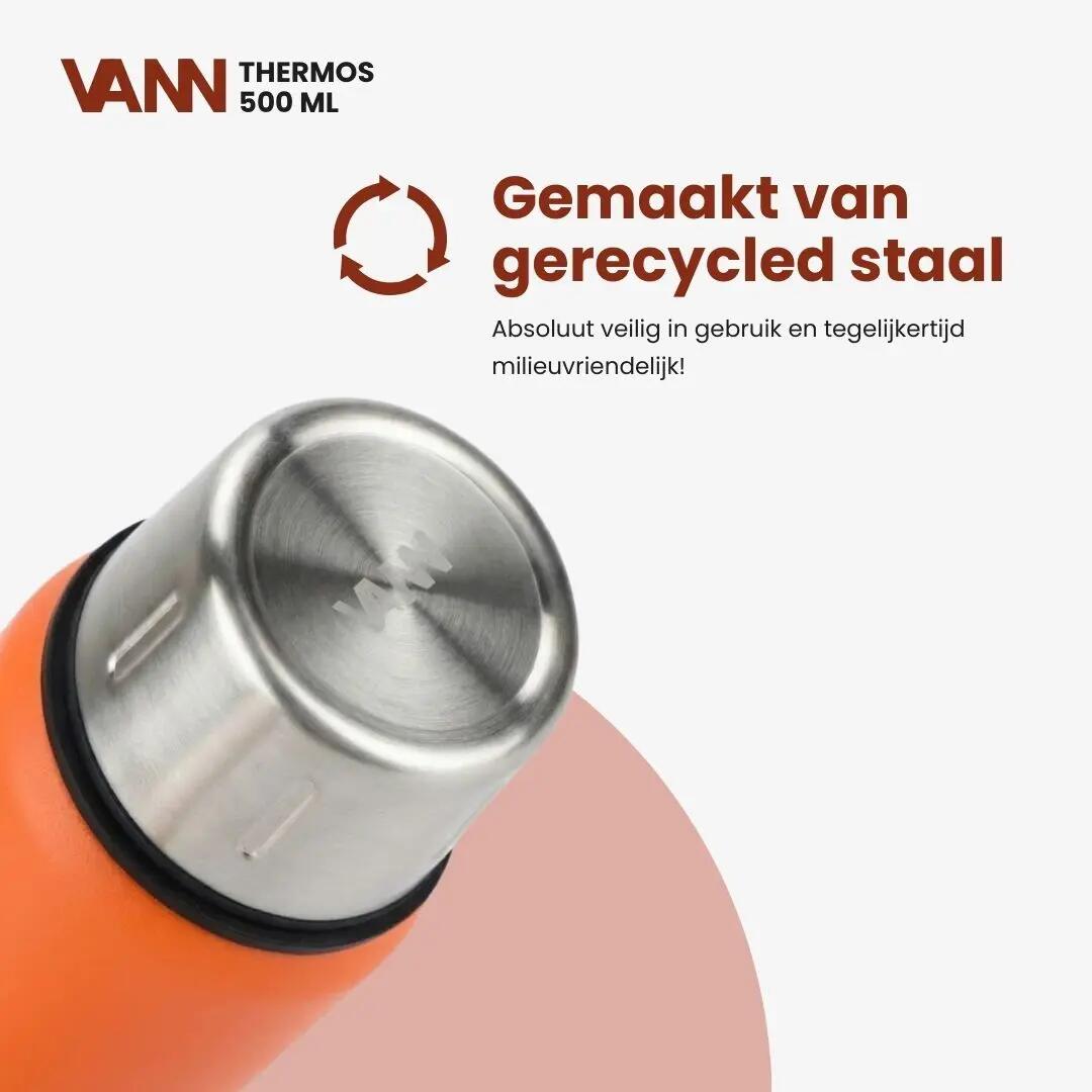 RVS thermosfles - Thermos 500 ml - houdt 12u warm - Oranje 7/11