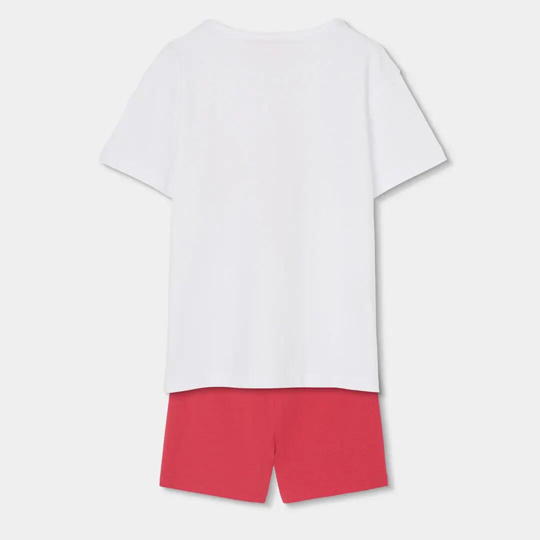 Conjunto de algodón para niña con camiseta estampada y short rosa 2/7