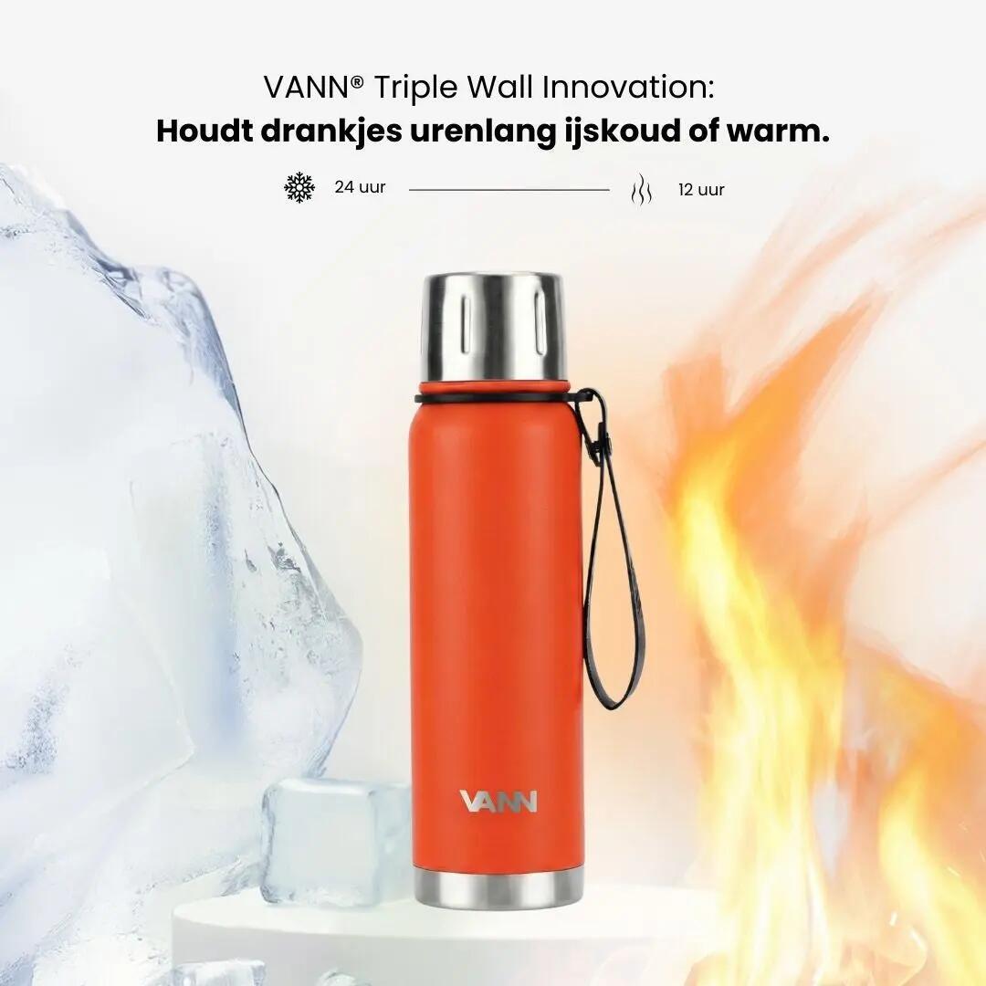 RVS thermosfles - Thermos 500 ml - houdt 12u warm - Oranje 4/11