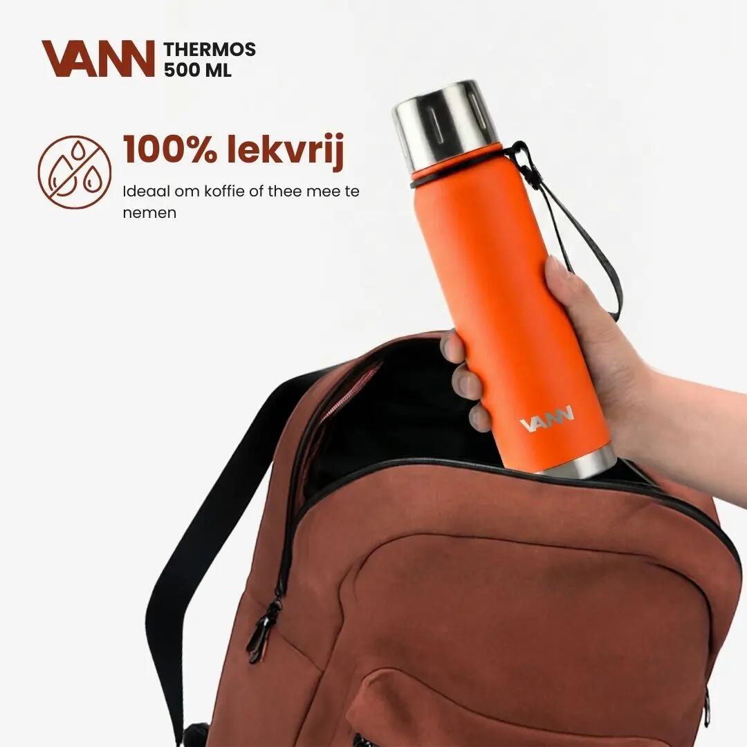 RVS thermosfles - Thermos 500 ml - houdt 12u warm - Oranje 3/11